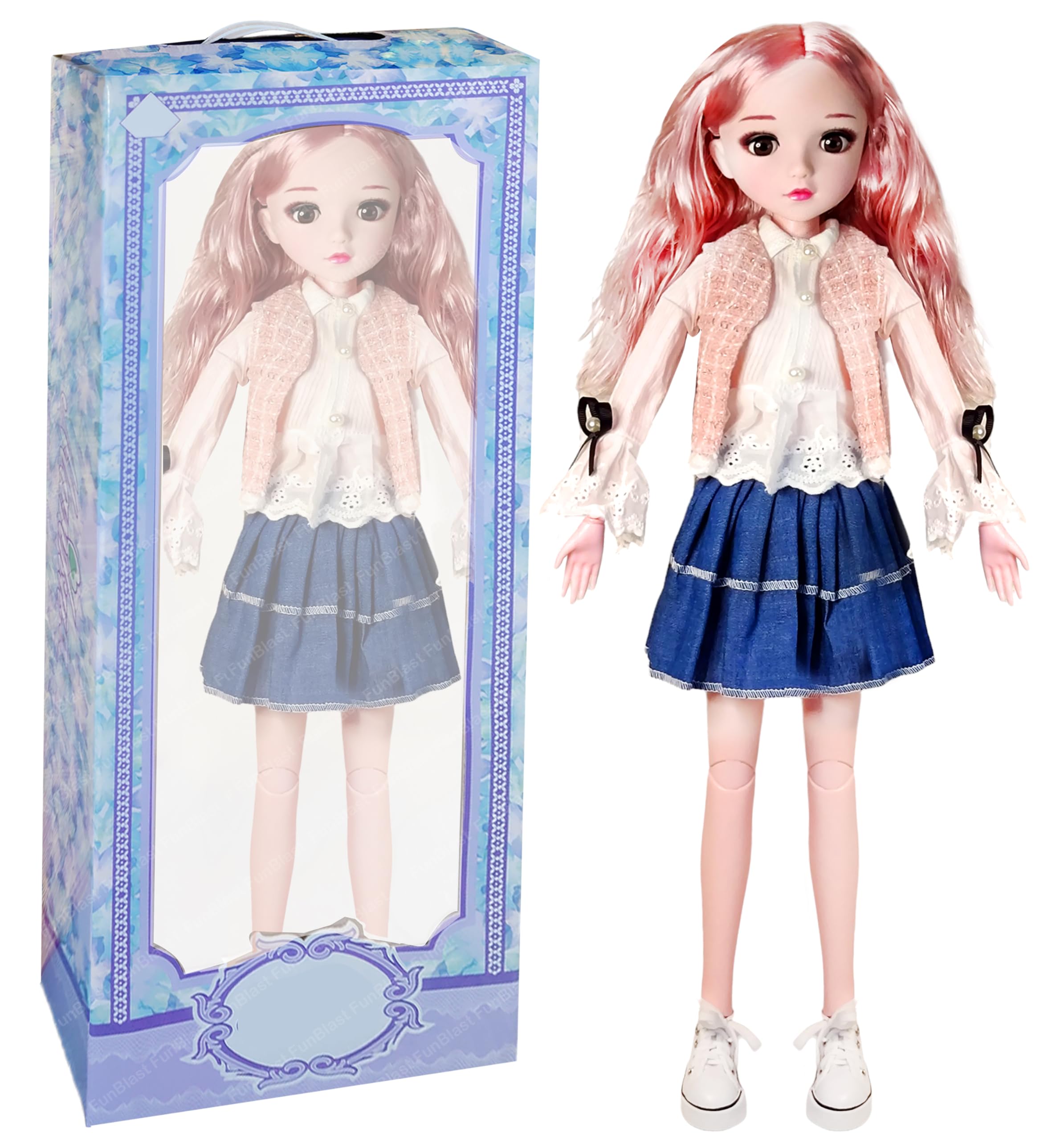 Poupée Loulotte Gros Yeux 24 Cm - N°55 - Yeux En Verre Soufflé - Création
