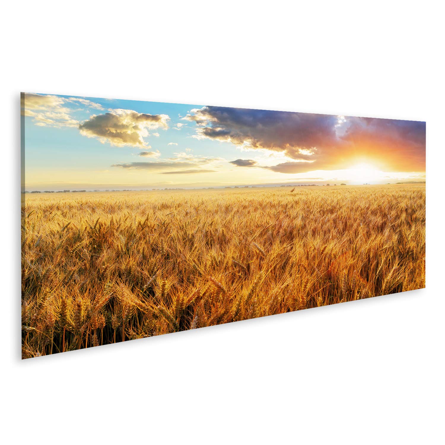 islandburner Quadro su tela Tramonto su campo di grano Quadri Stampe Immagini Murale Decorazione da parete
