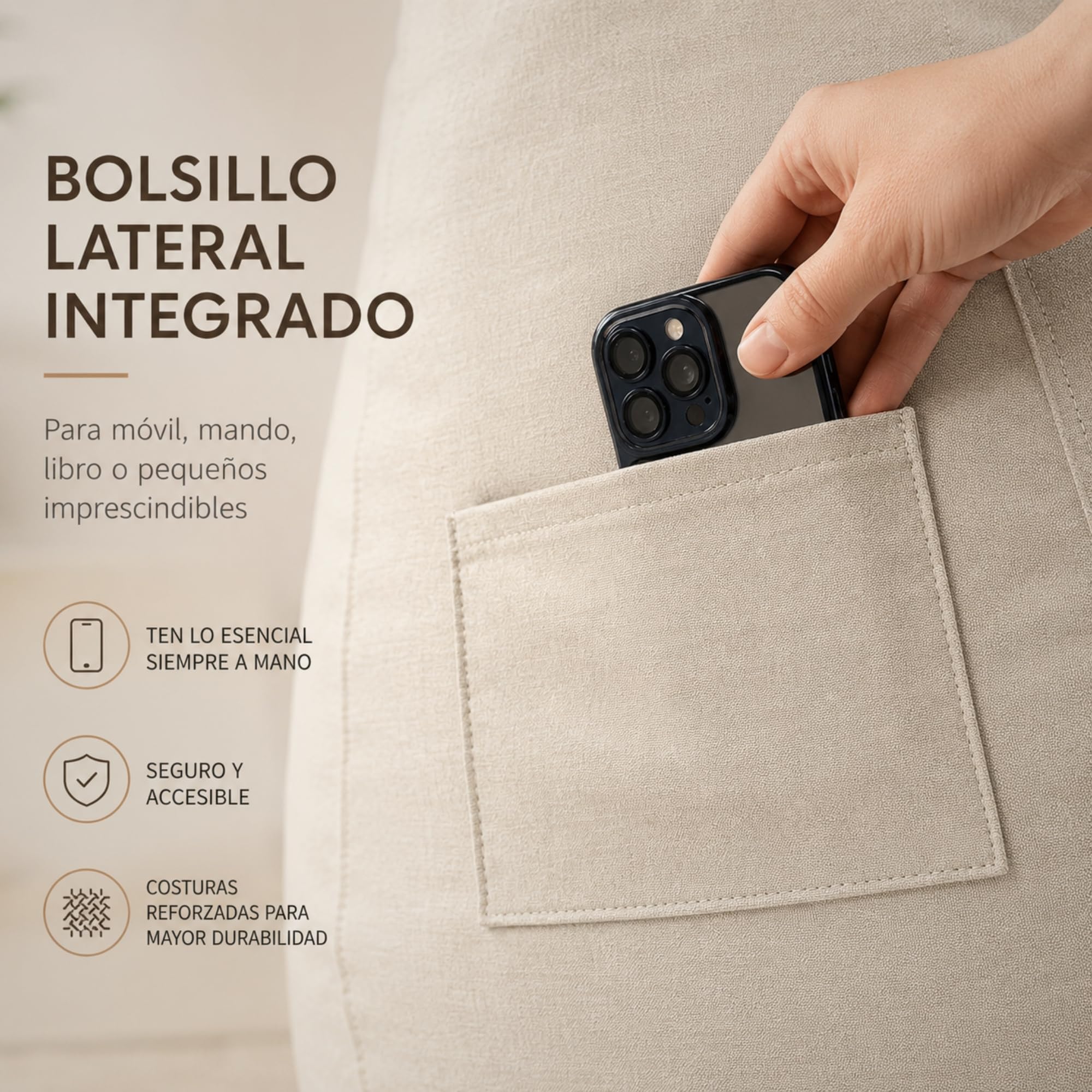 Aiire Puff Pera con Relleno Incluido - Puff Gamer Moderno de Diseño - Niño o Adulto para Salon o Habitación Juvenil - Sillón Puf Infantil XXL Adolescente - Puffs en Algodón Premium Beige