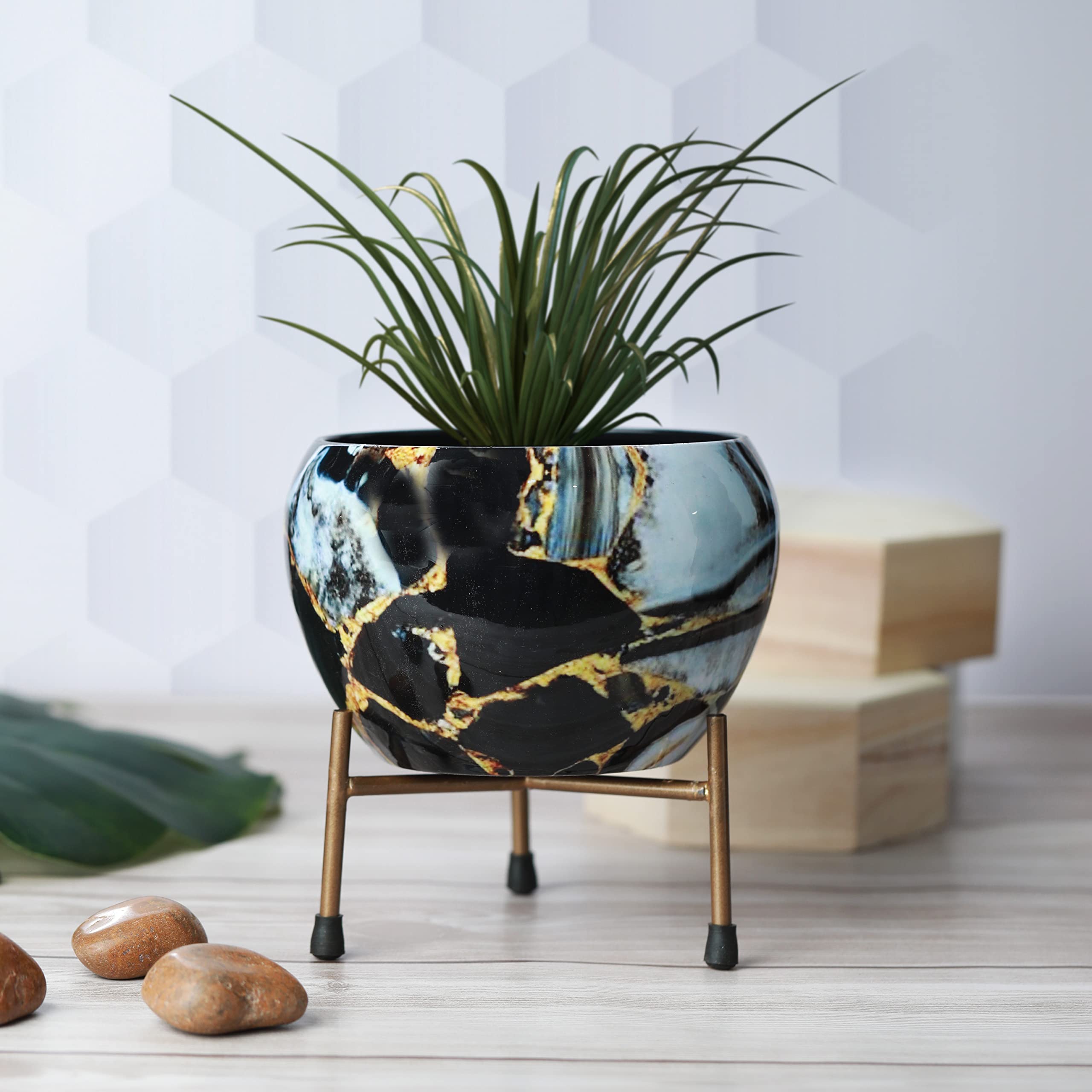Homspurts Designer Metal Pot with Stand (6 inches) Rust Free Decorative Metal Pots Planters for Living Room, Succulent Plant, Home Decor, Garden (Without Plant) TPOT-10-BK (B09QHRF6BD) Amazon Price History, Amazon Price Tracker