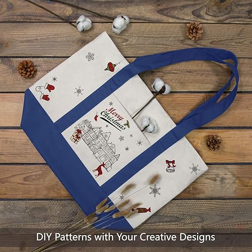 Miniatura 3 de TOPDesign - Bolsa de lona de algodón, reutilizable, con bolsillo exterior, cierre de cremallera en la parte superior, diseño creativo, esencial para