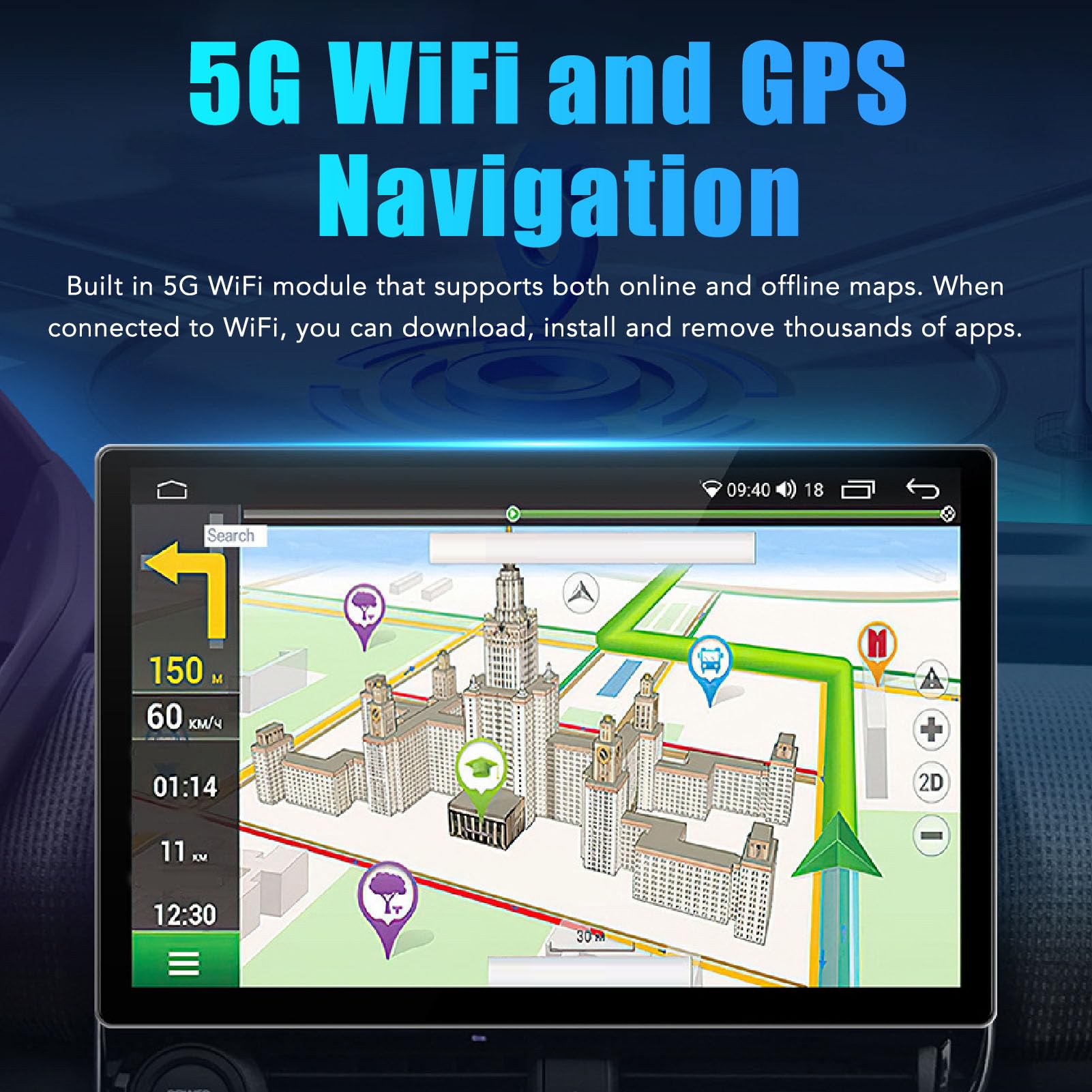 Amazon.co.jp: 13インチカーステレオ、ワイヤレス Android Auto、GPS