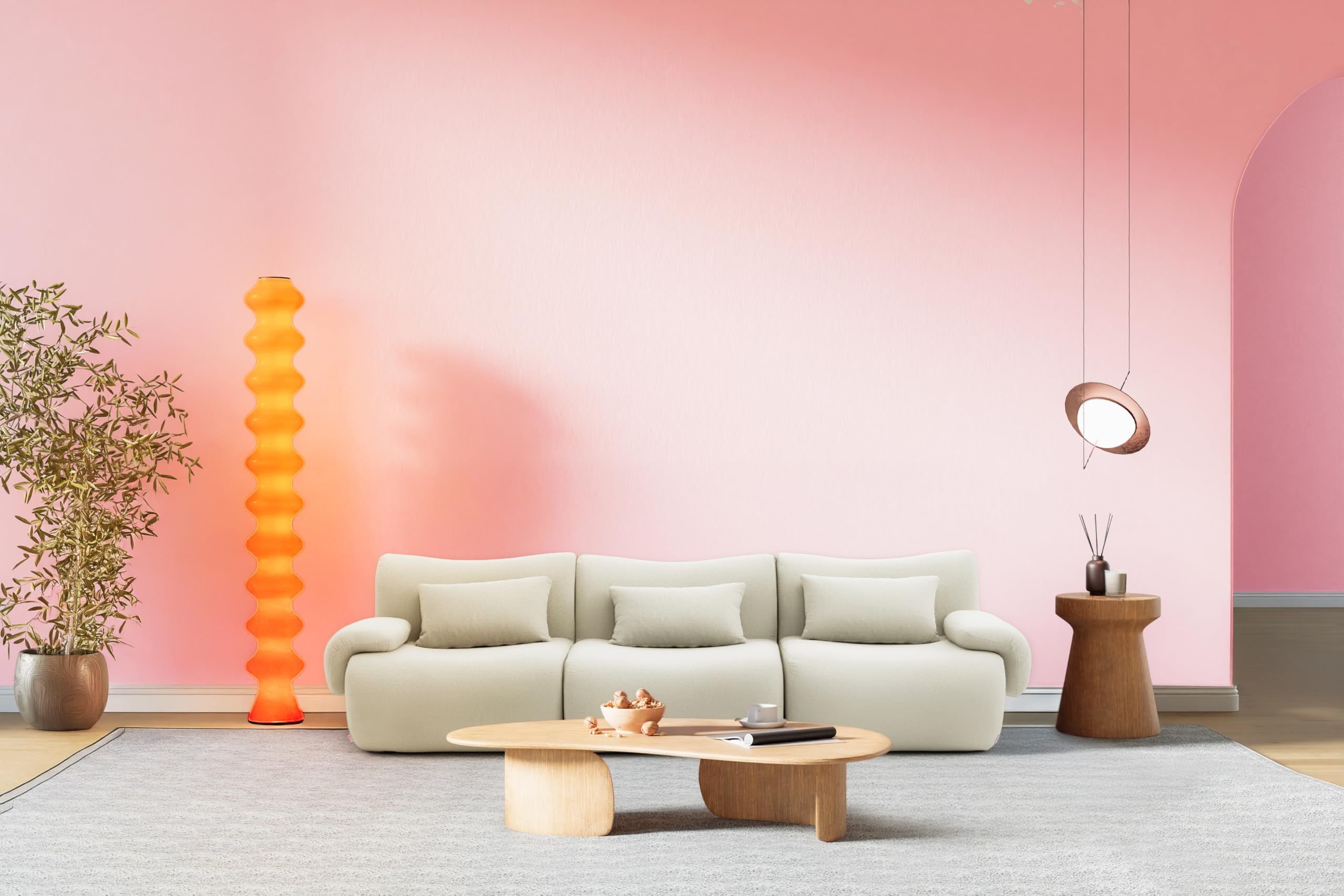 Modułowa sofa 3-osobowa, materiał Bouclé, zdejmowane poszewki na poduszki (kolor kremowo-beżowy, 3-osobowy)