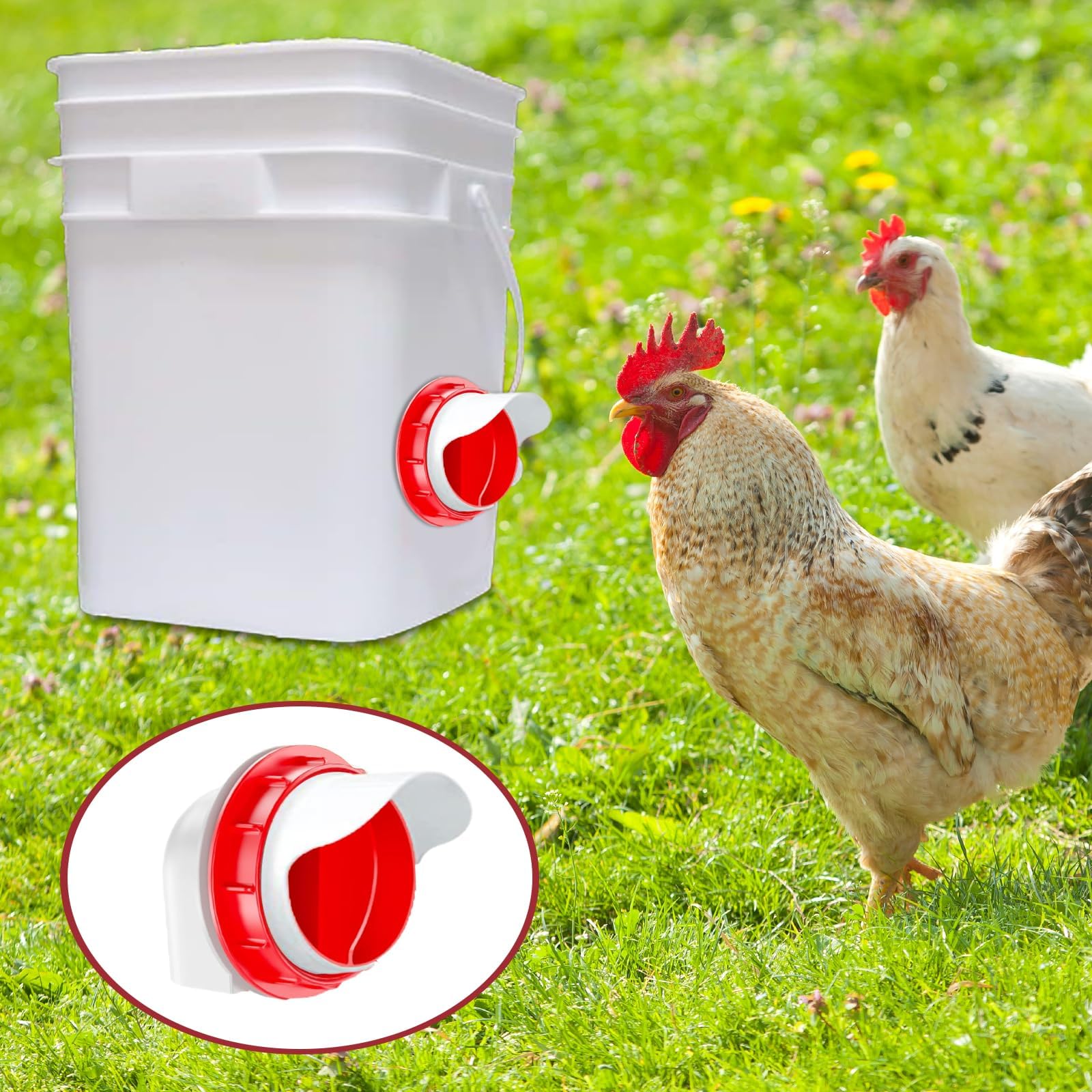 6 Unidades, Dispensador Automático De Comida Para Gallinas, Comedero DIY Sin Desperdicio, Accesorio Automático Para Cubos, Cajas, Barriles, A Prueba De Ratas, Impermeable (Rosa)