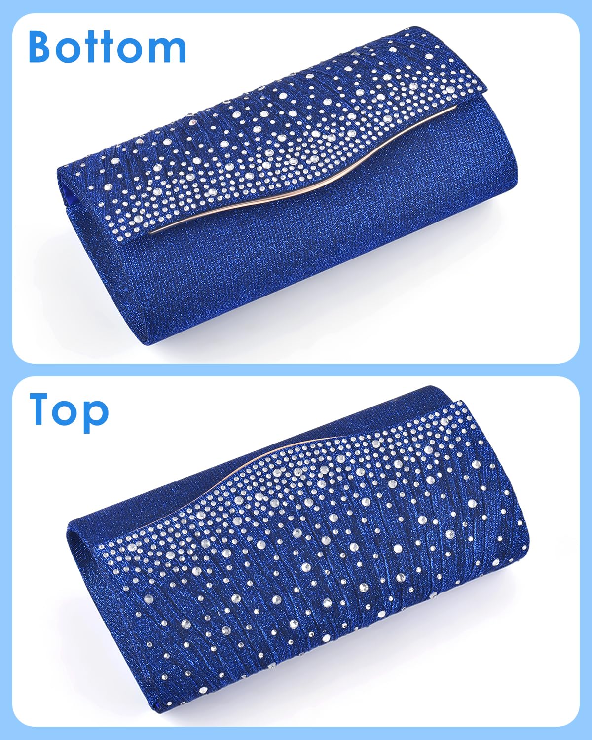 TINDTOP Evening Clutch Purses for Women Handbags for Formal Wedding Party Cocktail Prom Crossbody Shoulder Envelope Bag | for Formal Wedding, Party, Cocktail, Prom, for Formal Wedding, Party: C-dark Blue