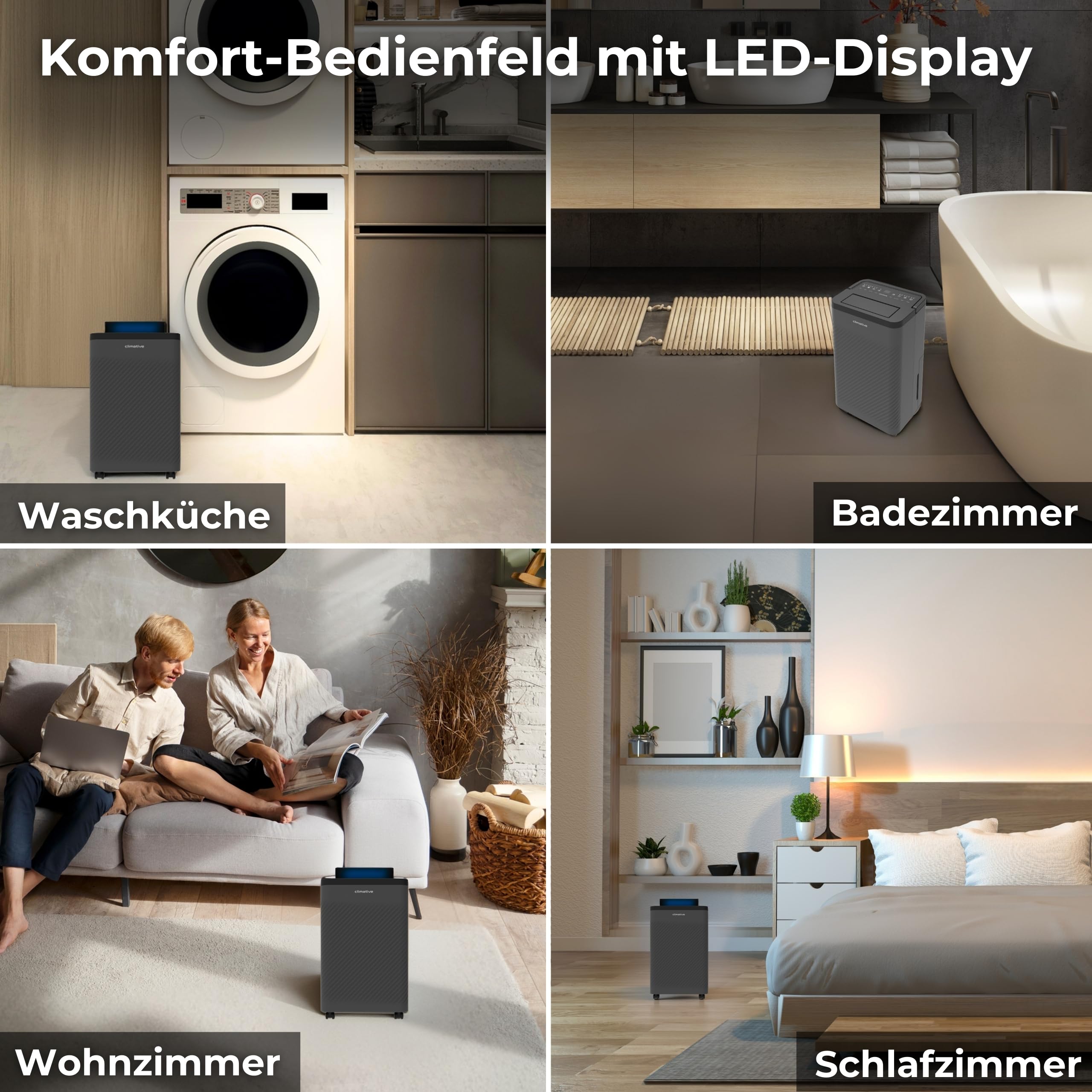 Luftentfeuchter Elektrisch 12L/24h, Air Purifier Nexi ION Grau