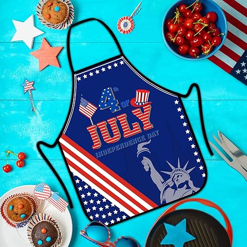Miniatura 6 de Delantales del 4 de julio, delantales del Día de la Independencia para mujeres y hombres, delantal de bandera estadounidense, delantal patriótico,