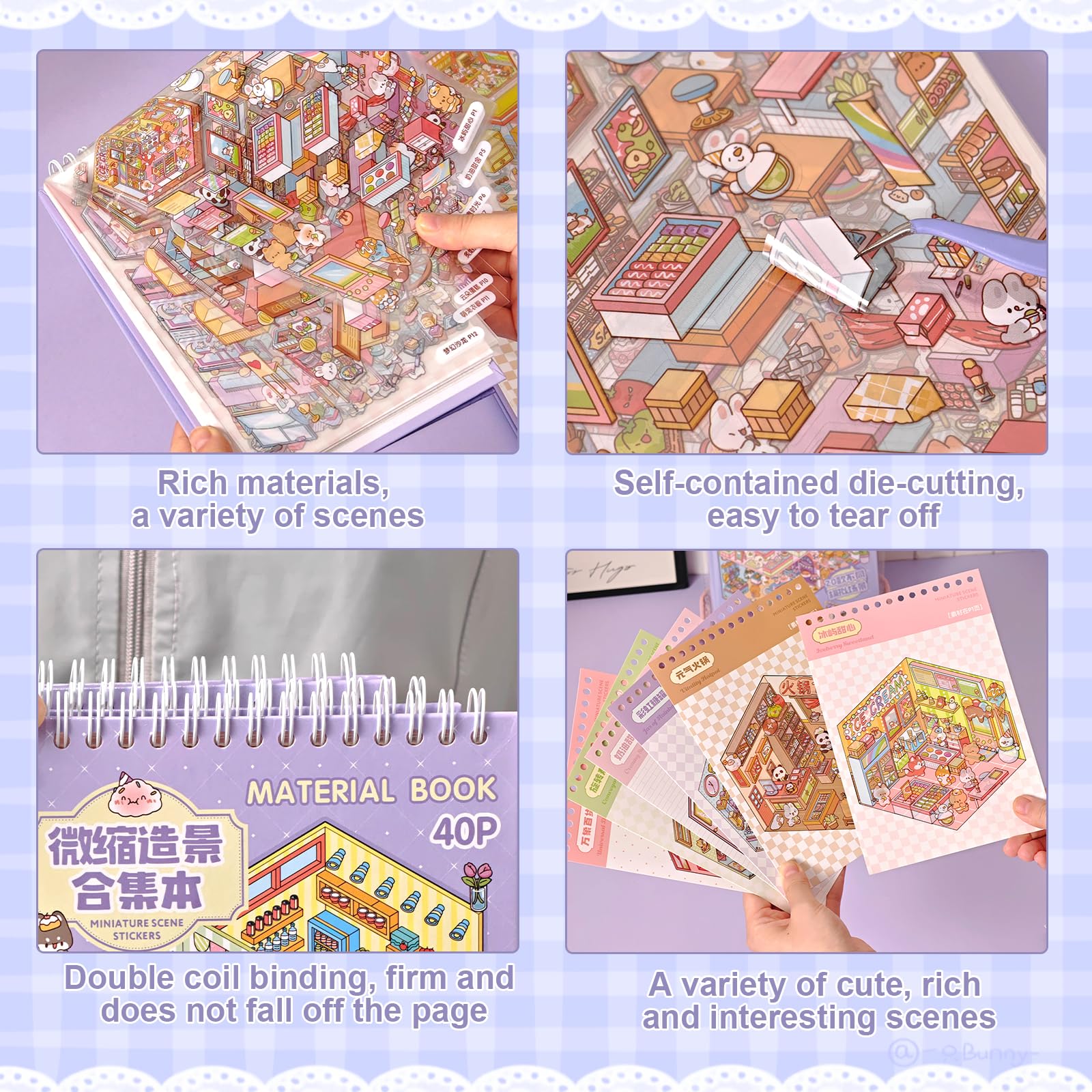 40 Sets Pegatinas 3D para Casa Divertidas, House Stickers, Sticker Therapy, DIY Stress Relief Sticker Scenes with 40 PET Pegatinas, 40 Miniature Scene, 2 Pinzas, for Adulto Niño Adolescente — view 5