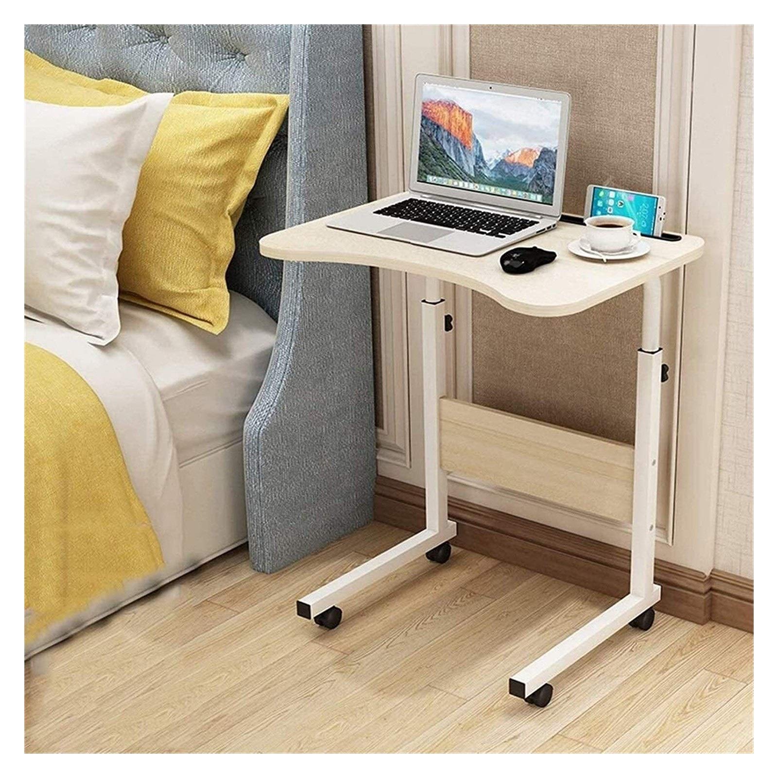 Bureau de chevet Base en forme de C Bureau pour ordinateur portable Bureau à domicile Bureaux réglables Table pour ordinateur portable, bureau debout élévateur, avec emplacement pour iPad et téléphone