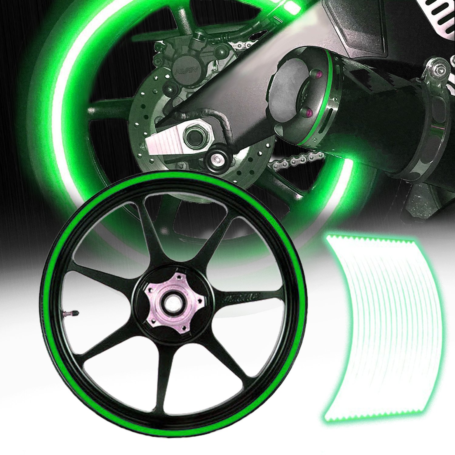 eMotorcycleUSA 16/17/18" Reflective Rim Tape/Wheel Rim Decal Stripes