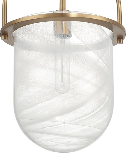 Miniatura 5 de Robert Stevenson Lighting Beatrice - Lámpara de techo moderna de mediados de siglo hecha a mano de vidrio y metal marmoleado, dorado y blanco