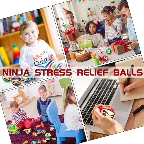 Miniatura 6 de 45 piezas de bolas de estrés ninja figuras de luchadores Ninja Stress Toys Ninja Party Favors Ninja Slow Rising Toys Foam Finger Fun Ninja Stress