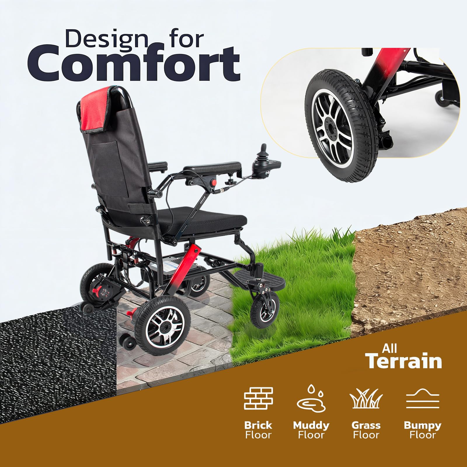 Sillas de ruedas eléctricas ligeras de 12 millas para adultos, silla de ruedas eléctrica compacta y portátil para todo terreno, silla de ruedas motorizada plegable y ligera de 220 lb,One Size