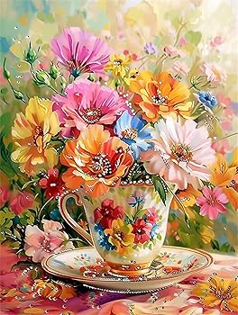 Amazon | ダイヤモンドアート 四角いビーズ 花 ダイヤモンドアート