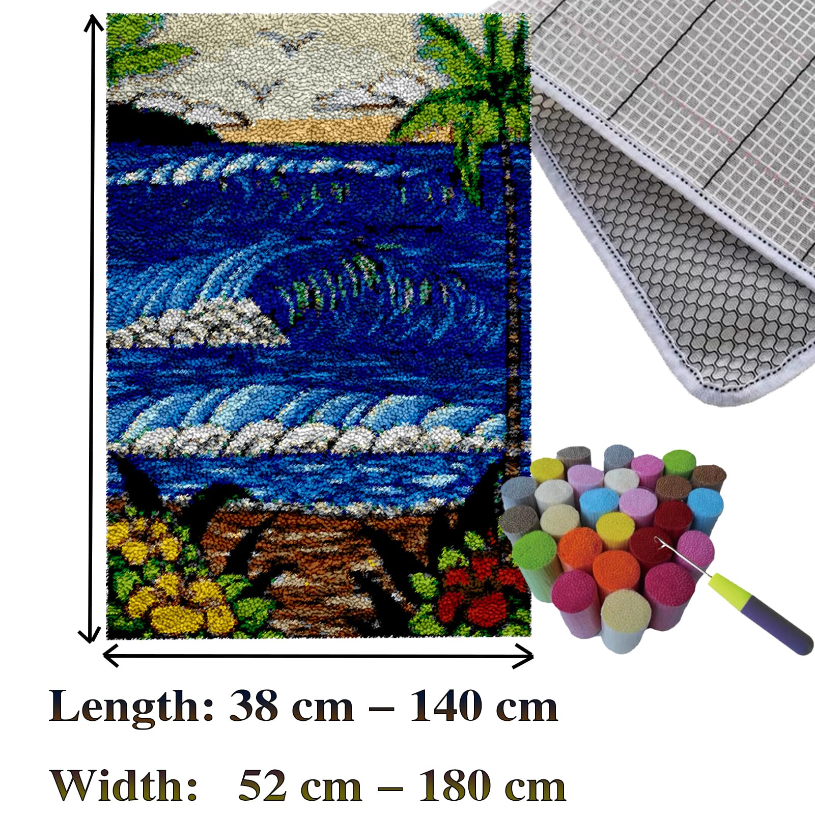ZHONGYANAN 55 x 75 cm zestawy dywanów z haczykiem zatrzaskowym, zestaw do produkcji dywaników, zestawy do haftu krzyżykowego, zestaw do robienia gobelinów, zestaw 3D z haczykiem do haftu DIY dywan