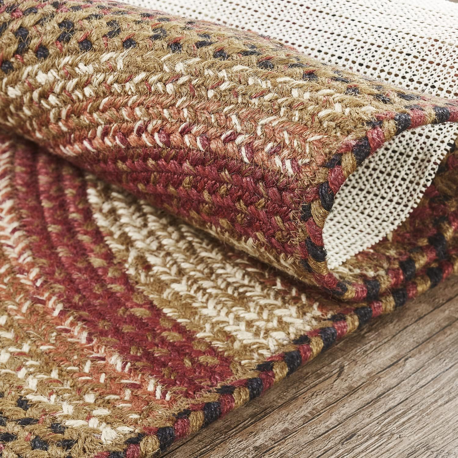 VHC Brands Ginger Spice Rug, Jute Blend, Half Circle, Orange Red Tan, 16.5x33 inches