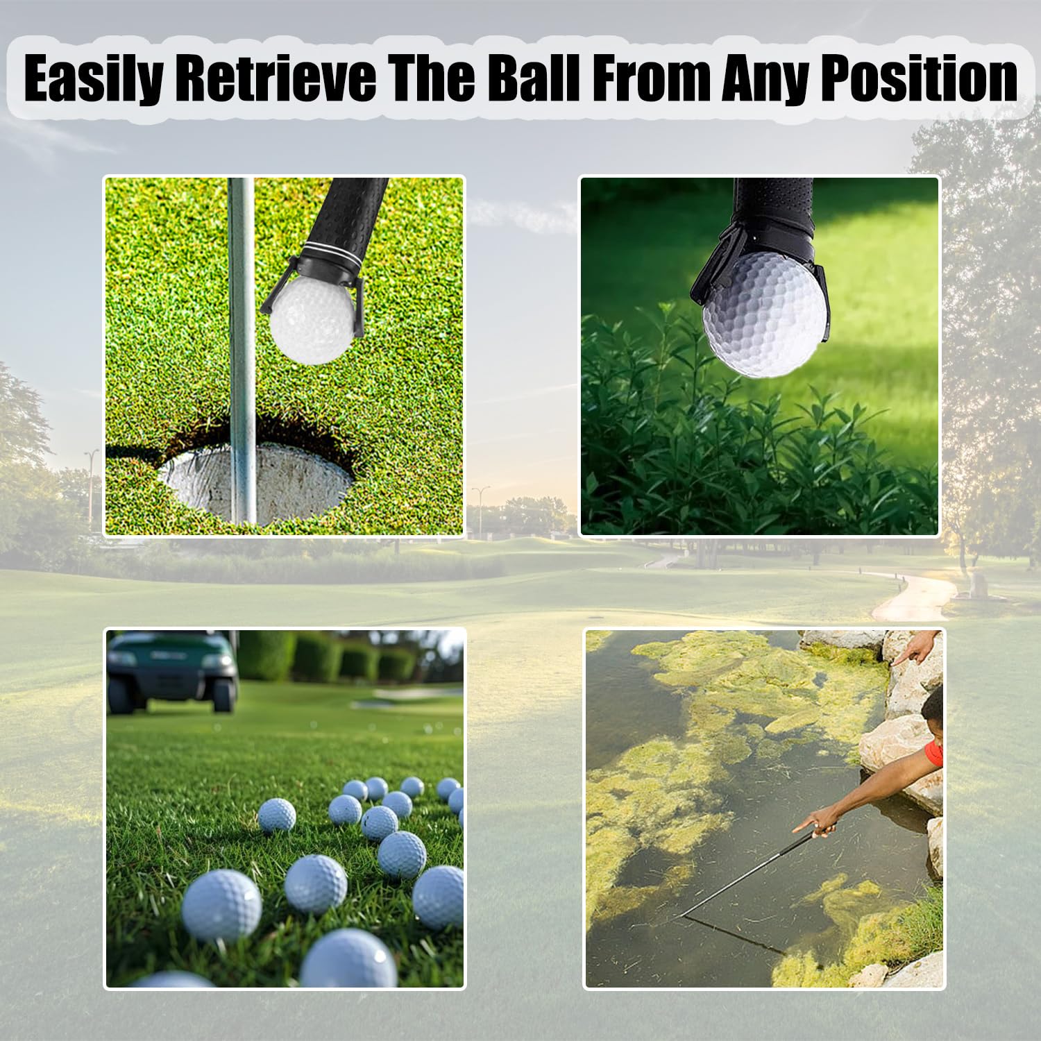 3 Stück Golf Ball Retriever, Zusammenklappbarer Klauengreifer für Putter Grip, Golfball Aufheben ohne Bücken, Tragbare, Langlebig, für Damen, Herren