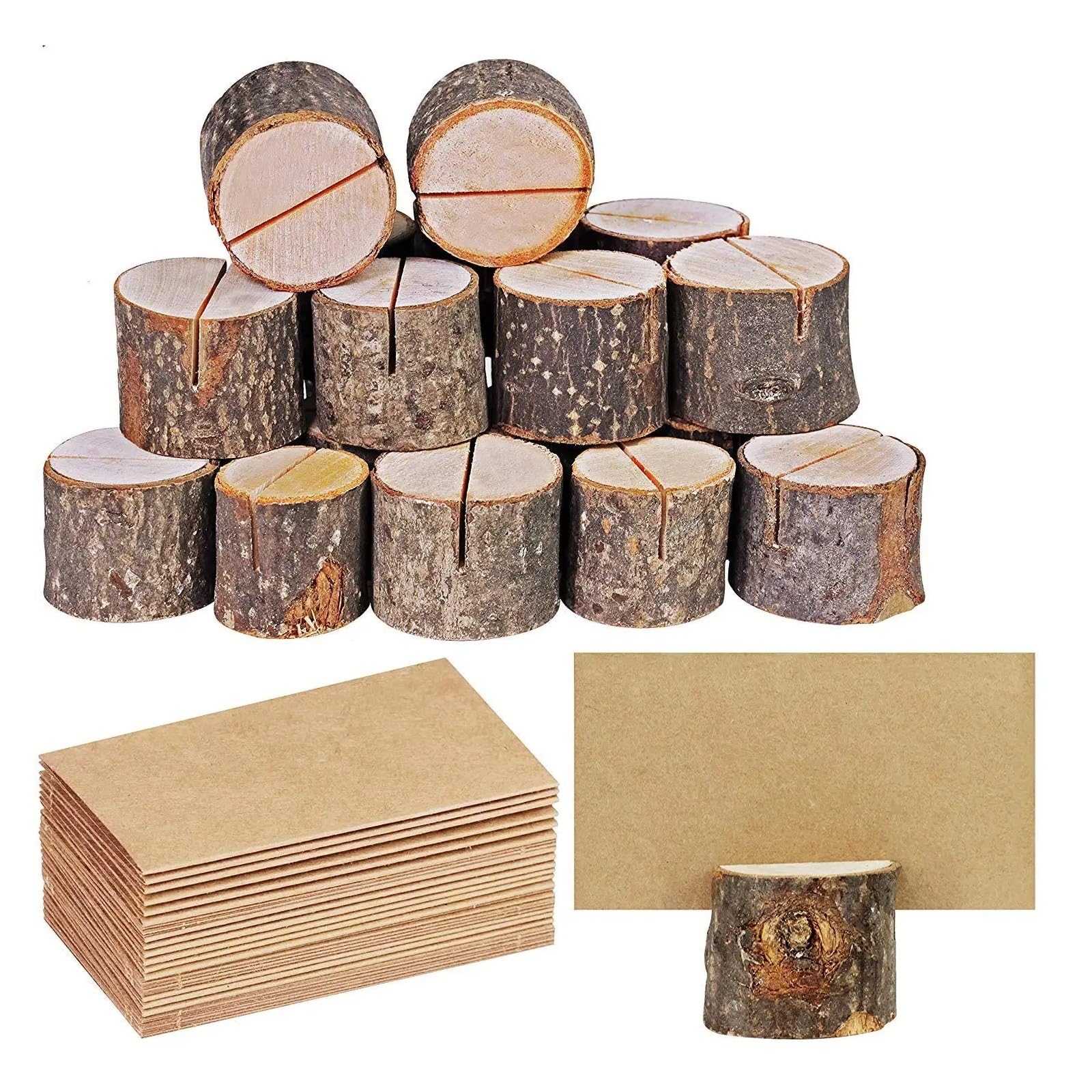 Kleine natürliche Holz Platzkartenhalter Ständer Hochzeit Party Geburtstag Tisch Nummer Halter