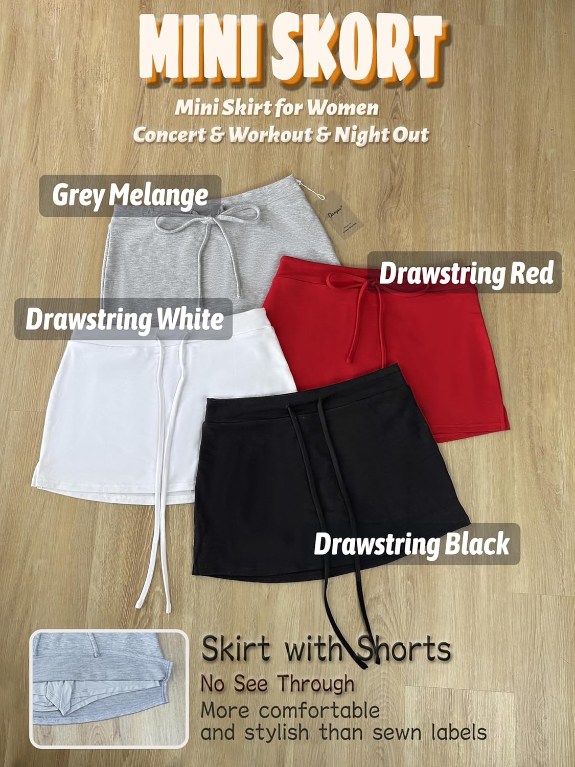 Danysu Stretchy Mini Skorts Low Waist Skirt with Shorts Side Slit 2025 Sports Daily Going Out Outfits - Image 4