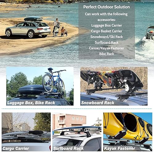 Miniatura 6 de CARMOCAR Barras transversales de repuesto para Nissan Rogue 2014 2015 2016 2017 2018 2019, estilo de fábrica, barras de techo de carga superior -