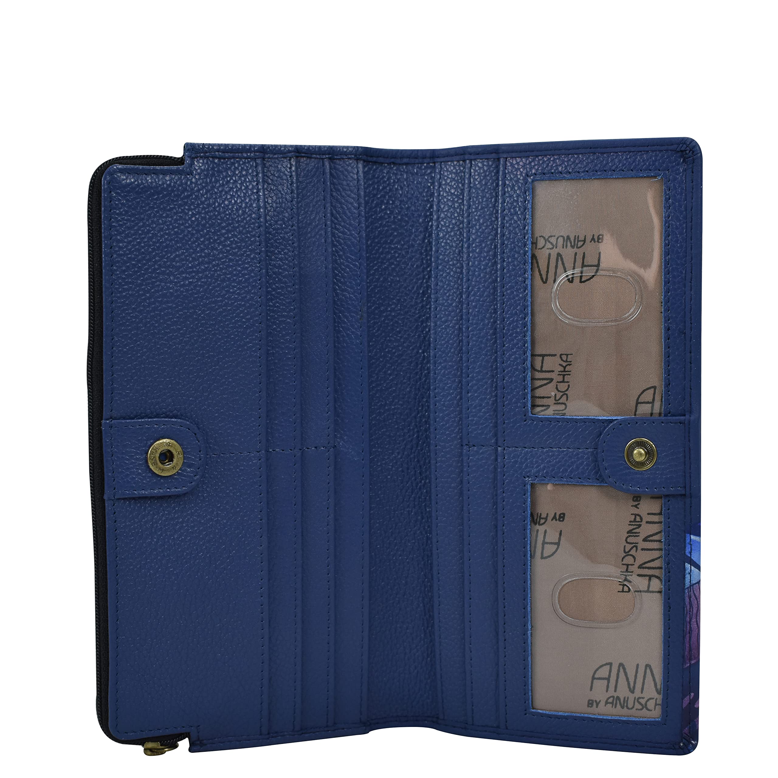 Cartera de cuero pintado a mano para mujer, Libélulas bailarinas azul 5