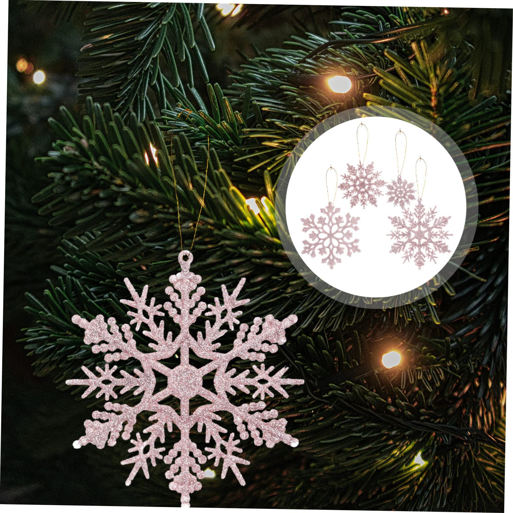 PRETYZOOM 108stücke Teiliges Schneeflocken-Ornament Glitzernde Weihnachtsbaum-Dekorationen Für Festliche Anlässe Wiederverwendbar Roségold Hängende Deko Für Weihnachtsfeiern Und