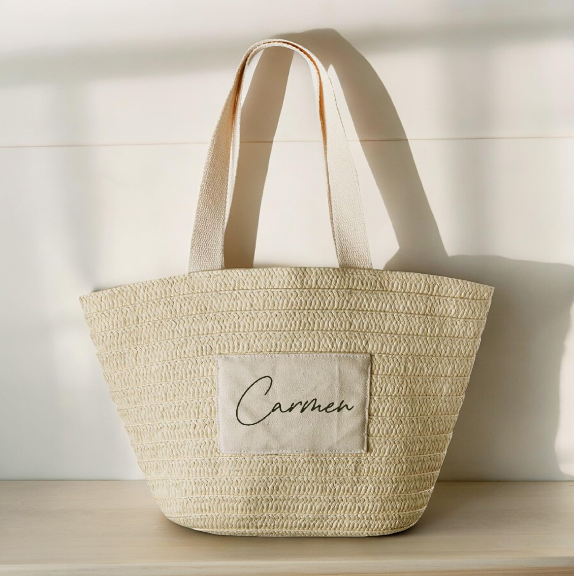Bolso Capazo de Playa Yute Personalizada Nombre Grande Mujer