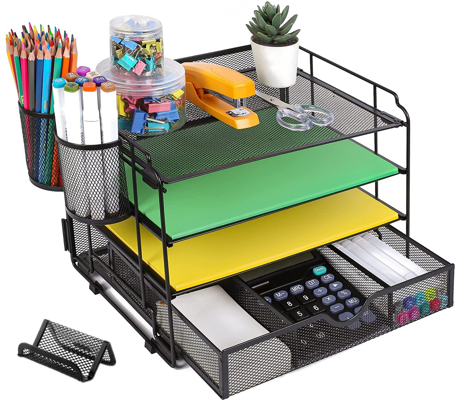 Buy DALTACK 4Trays Desktop File Organizer with Pen Holder，Letter Tray