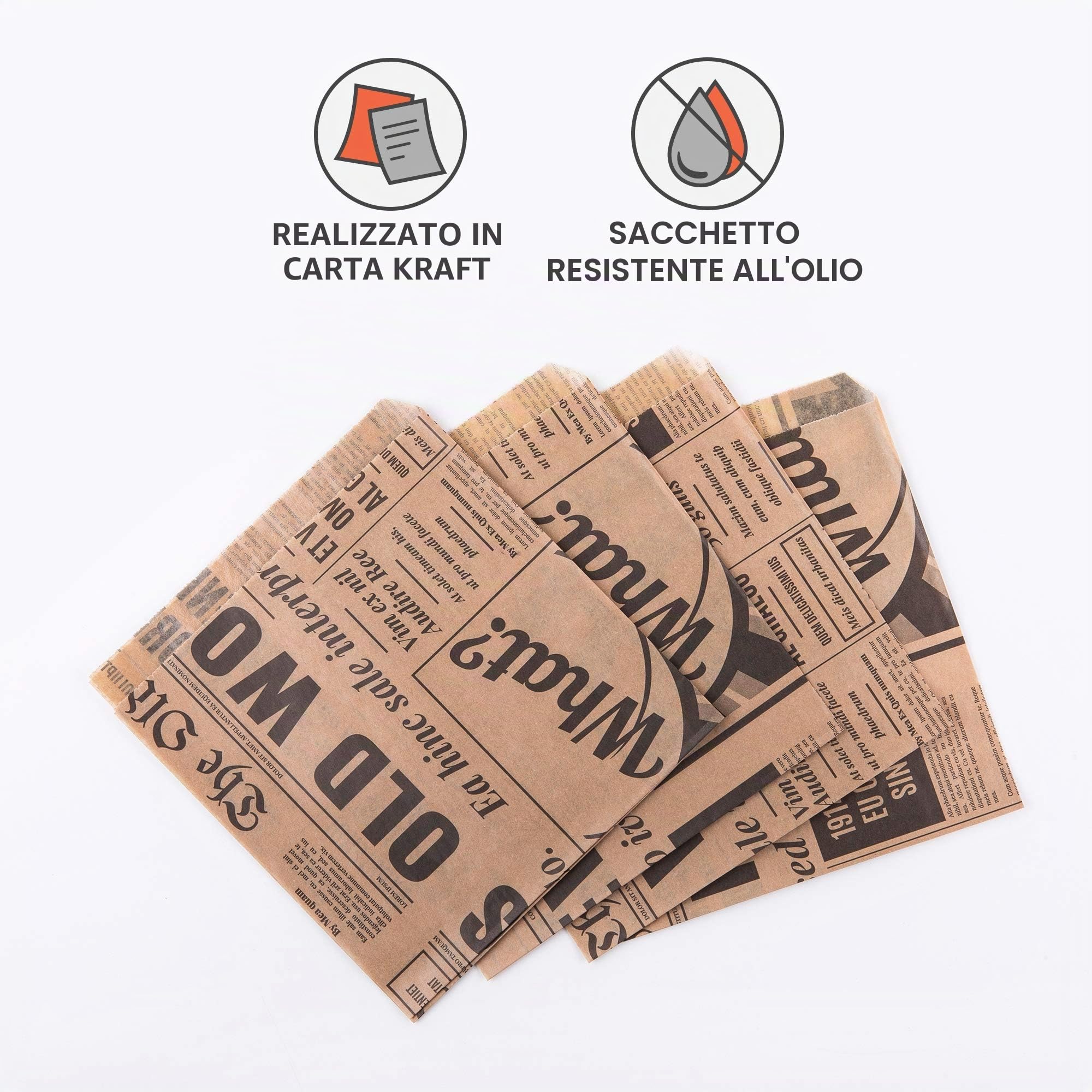 Oldnews Confezione da 1000 sacchetti di carta per feste, 150 x 150 mm, 15 x 15 cm, contenitori per alimenti e hamburger (1000)