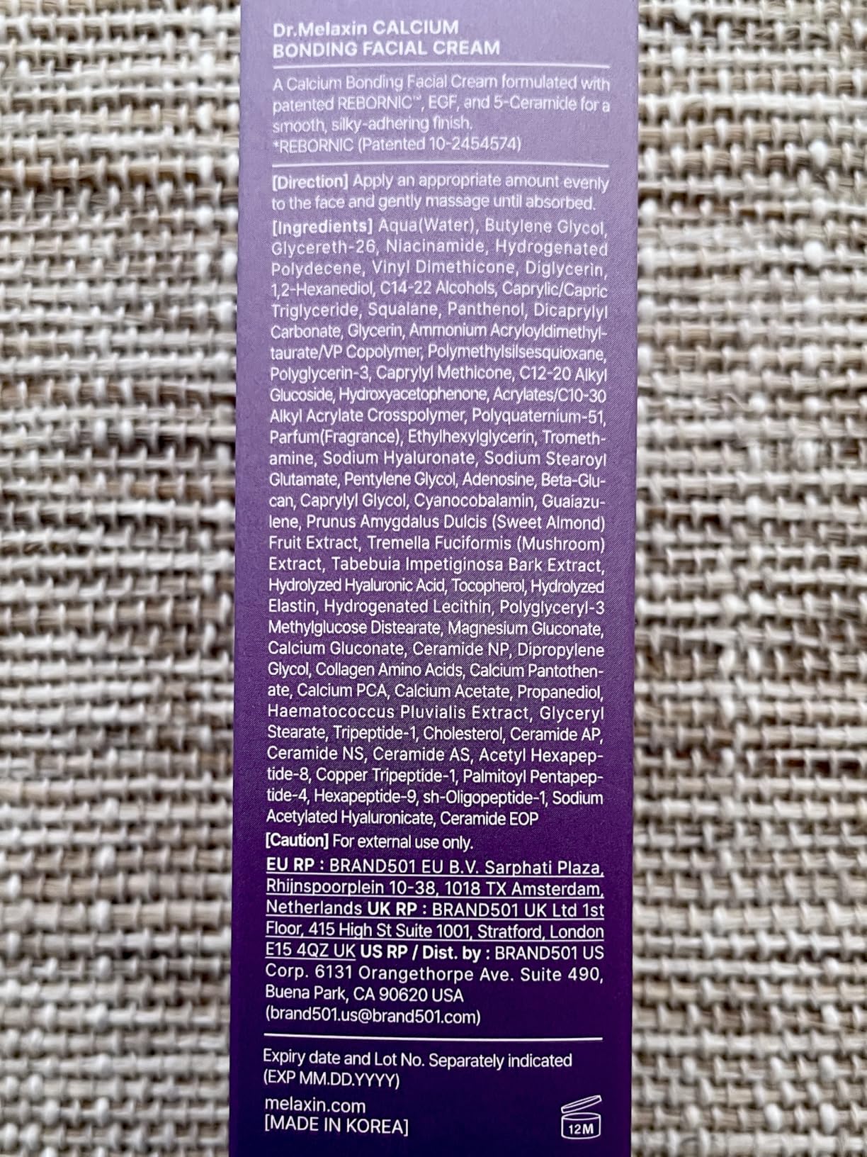 Dr.Melaxin Calcium Bonding Facial Cream with REBORNIC 10,000ppm & EGF, Anti-Aging Face Moisturizer for Skin Density, Ceramide & Hyaluronic Acid for Elasticity, 3.38 fl.oz