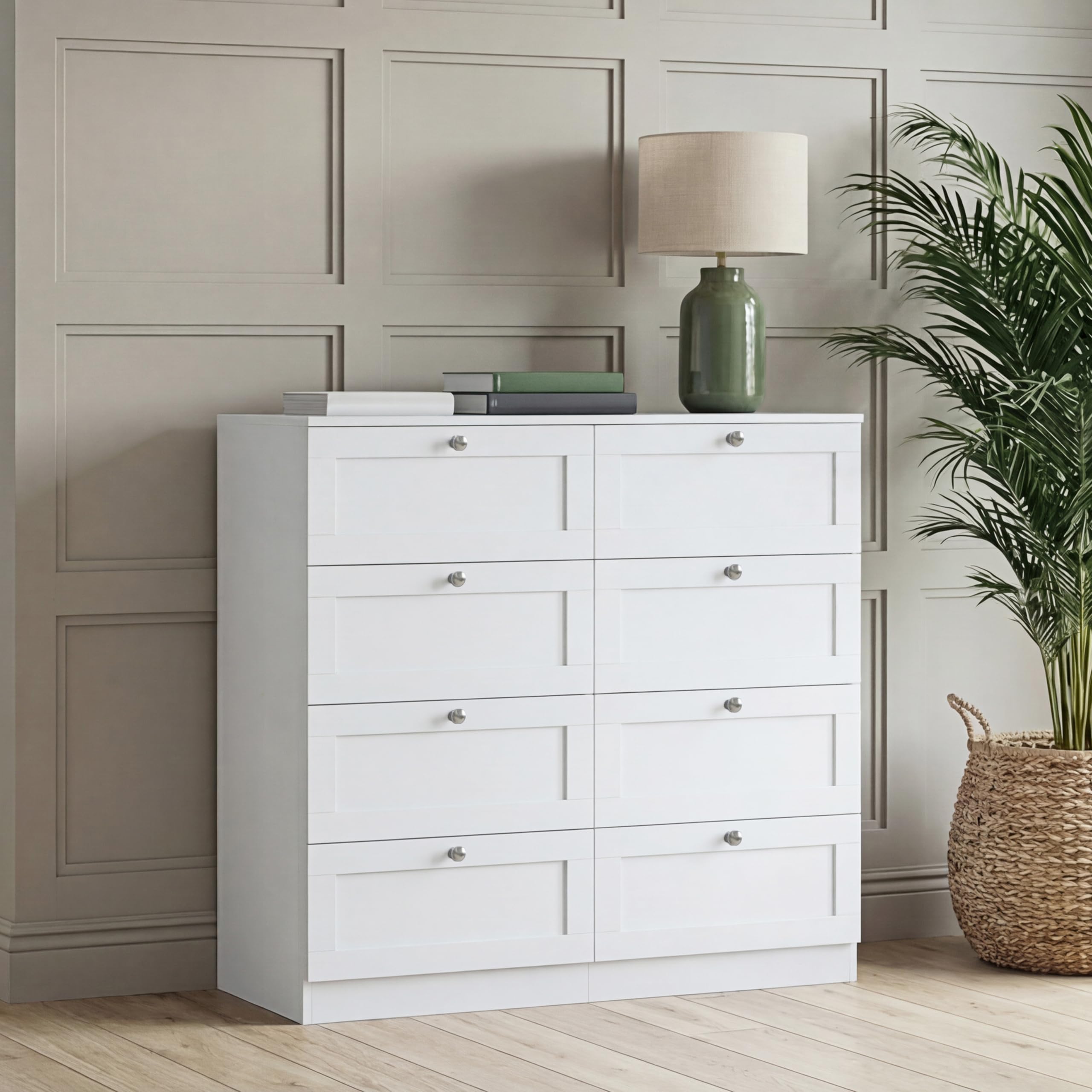 Vida Designs Altino 8 Drawer Chest of Drawers | Black | H 99 x W 100 x D 36 cm | Wide Bedroom Storage Unit | Easy Assembly | Clothes Storage Cabinet | Modern Shaker Style Hallway or Guest Room — view 9