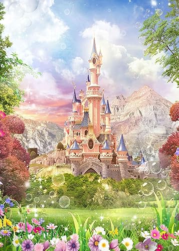 Miniatura 2 de Fondo de castillo de cuento de hadas de dibujos animados de fantasía, 5 x 7 pies, baby shower, fiesta de cumpleaños, accesorios de estudio