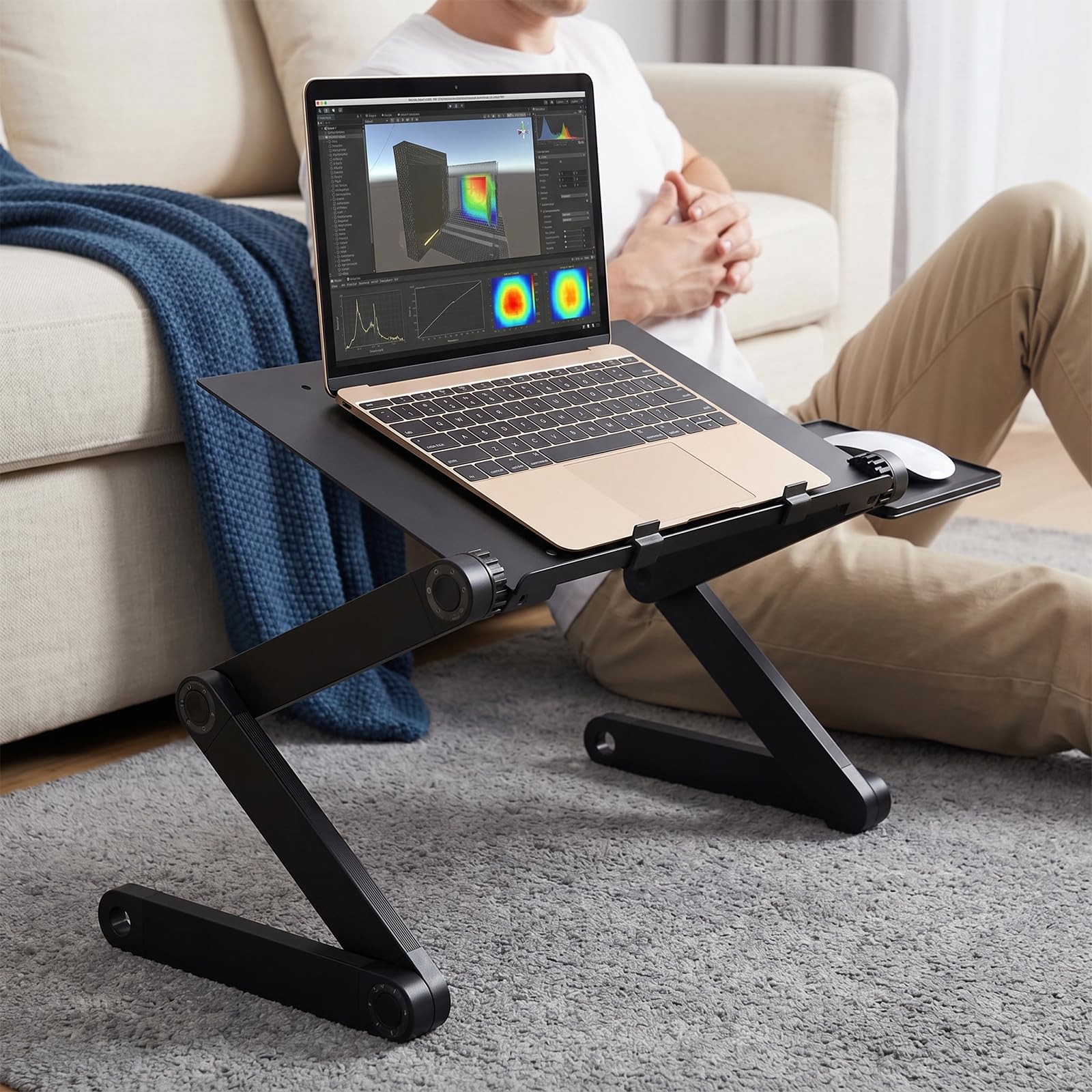 Ideal Swan Support Ordinateur Portable Table de Lit Pliable Support PC Portable Lit Plateau Support de Lecture Inclinable pour Canapé, Livre, Magazine et Petit Déjeuner - Noir
