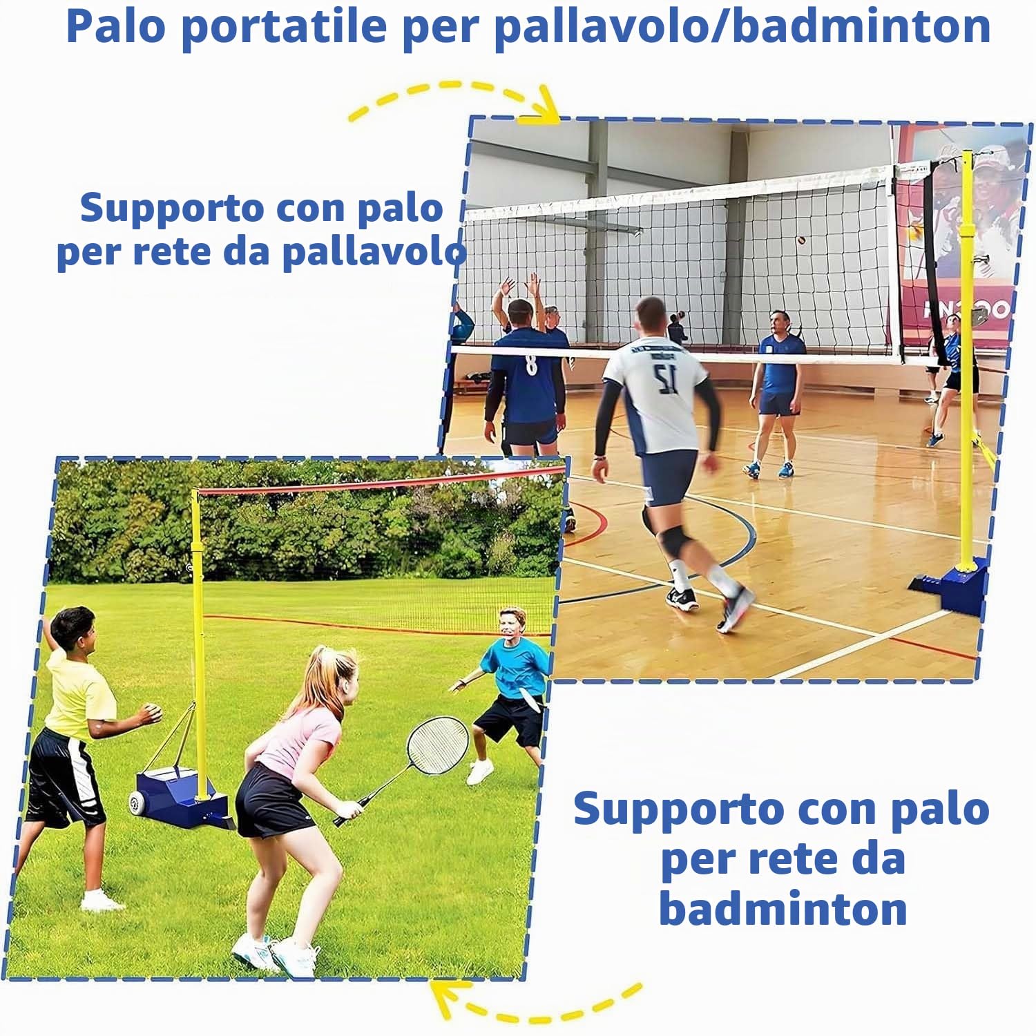Kit Completo Da Pallavolo, Set Da Pallavolo Morbido E Rete Da Badminton. Rete Premium, Con 4 Impostazioni Di Altezza E Base Con Ruote Per La Massima Trasportabilità In Qualsiasi Ambiente.
