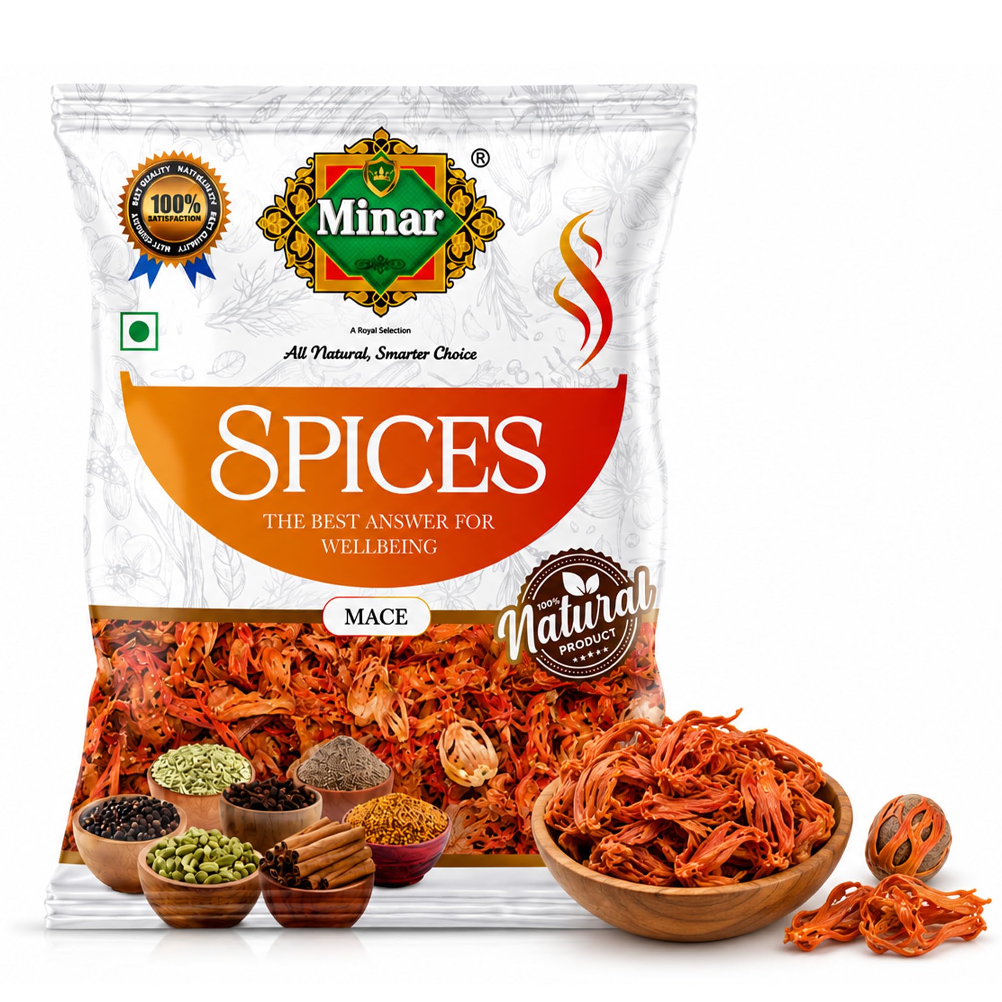 Minar Premium Javitri Spices Whole 100gm - Natural Mace Javitri for Cooking, Curries and Biryani Aromatic and Flavorful Spice for Kitchen Use
