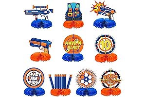 10 Pieces Dart War Party Decorations Nerf Dart War Gun Party Honeycomb...