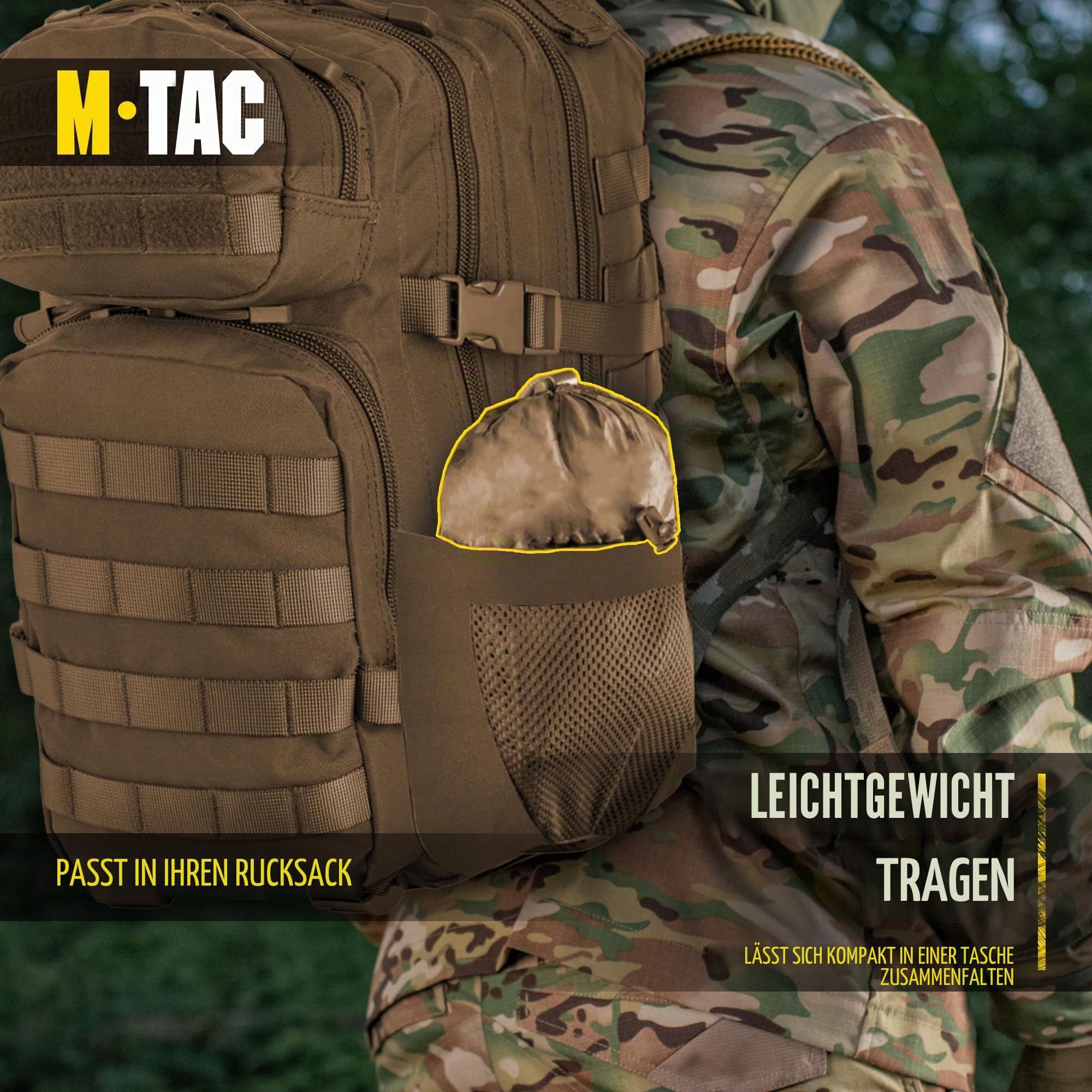 M-Tac Taktischer Regenponcho – Armee-/Militär-Poncho – wasserdicht Ripstop, Camping, Wandern, Outdoor, Jagd