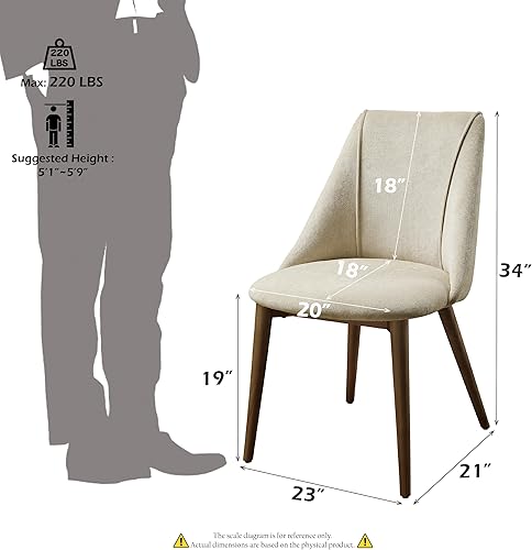 Miniatura 8 de Acme Willene - Silla auxiliar de tela contemporánea en beige/nogal (juego de 2)