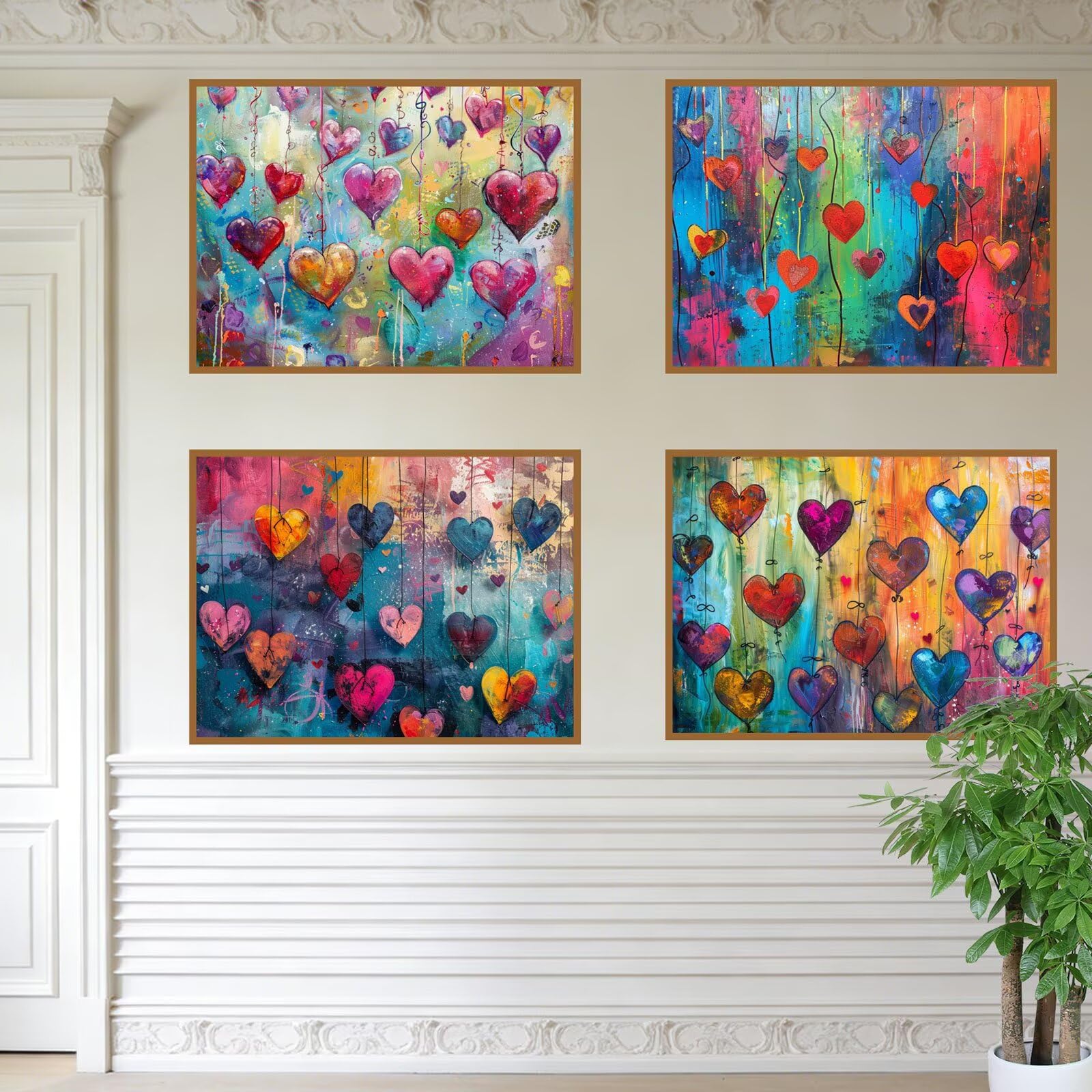 Malarstwo diamentowe serce 60 x 45 cm kwadratowy obraz diamentowy 4 sztuki 2026 nowy DIY 5D zestaw do malowania diamentami z akcesoriami, prezenty świąteczne, dekoracje świąteczne i noworoczne i
