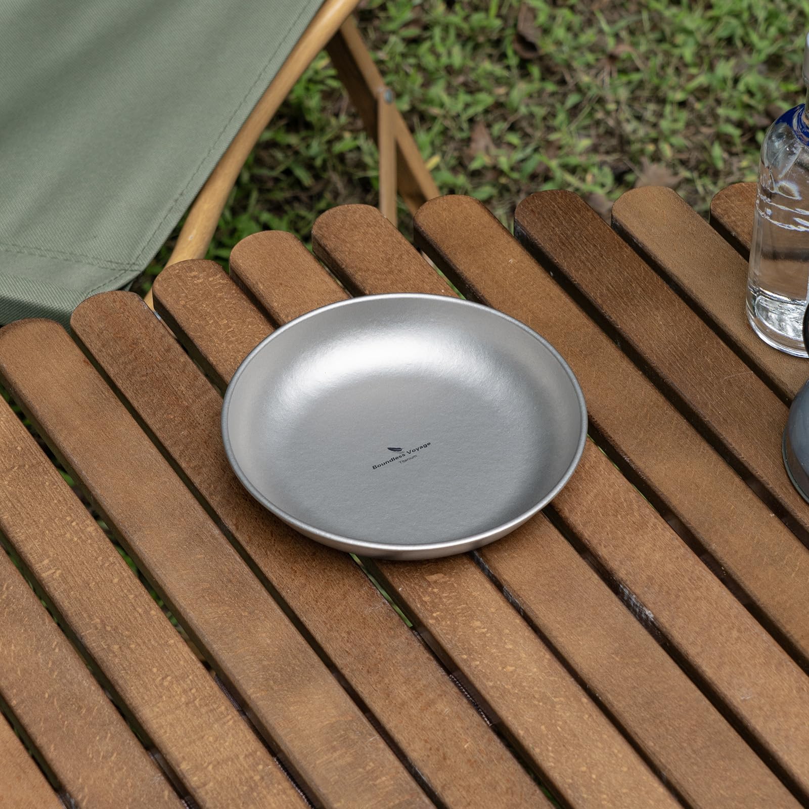 iBasingo Titanium Pan Dish Plate with Carry Mesh Bag Ultralight for Outdoor Camping Tableware Cookware Mess Kit 3 Size