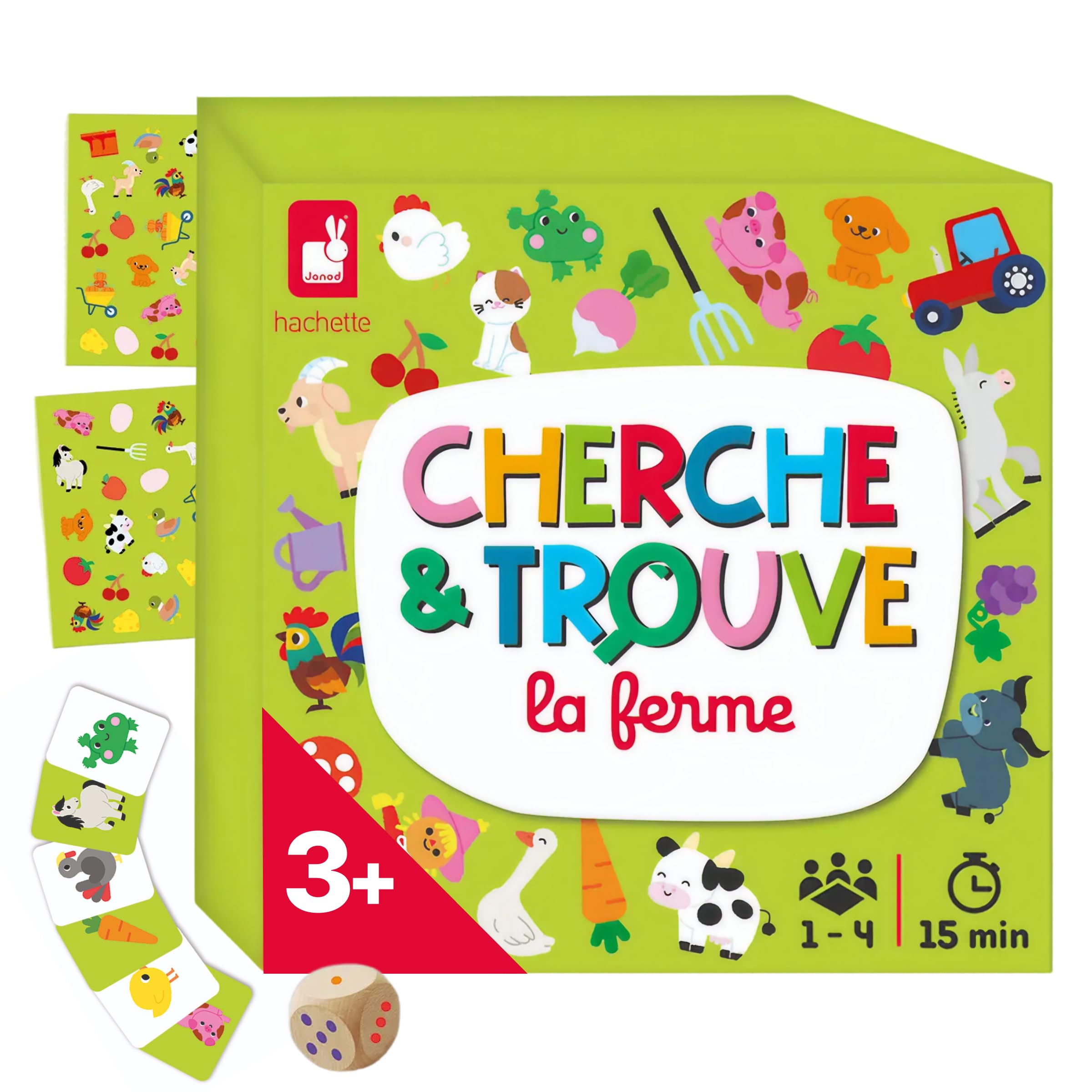 Janod - Il Mio Primo Cerca e Trova La Fattoria - Gioco da Tavolo per Bambini - Gioco di Osservazione - Dai 3 Anni, J02454