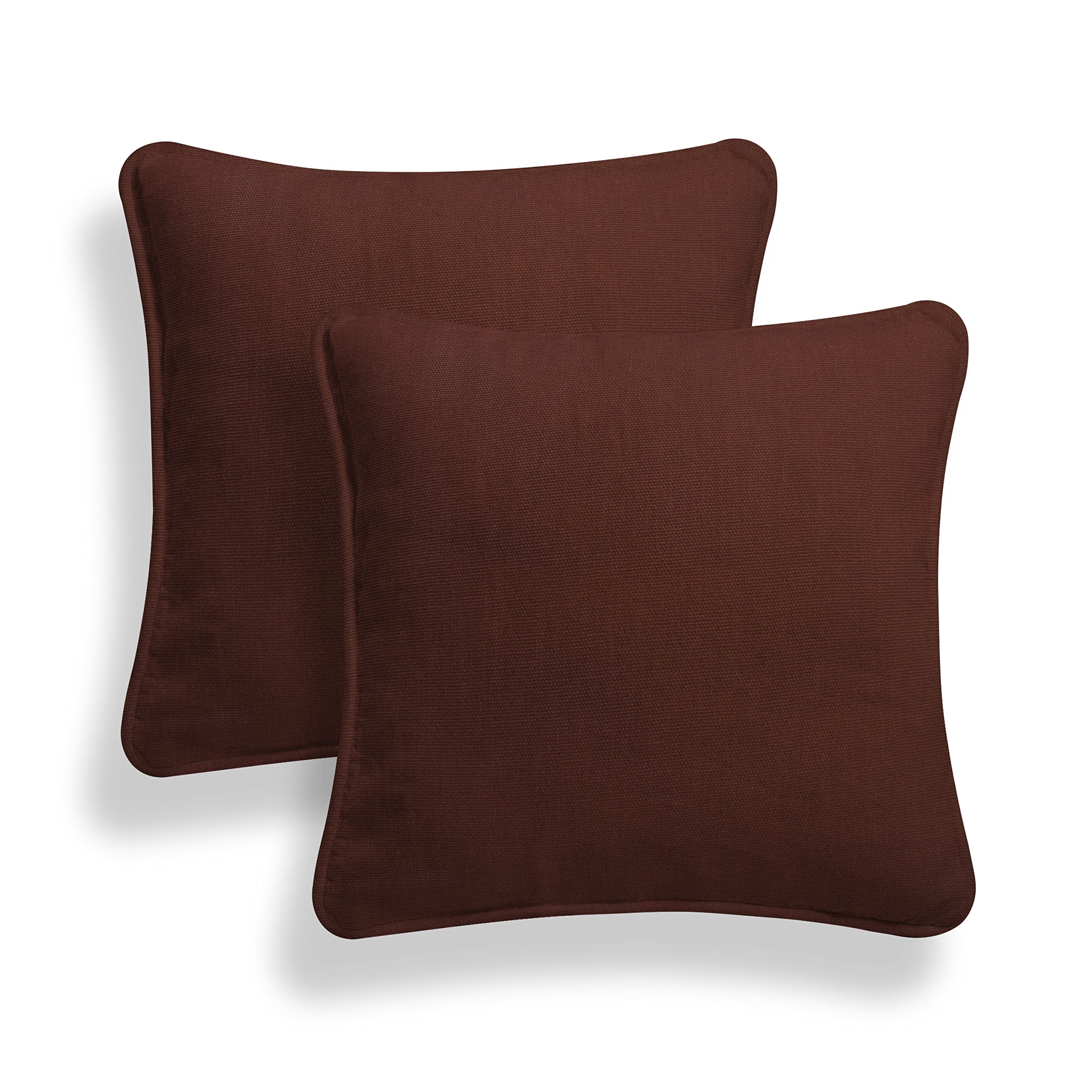 ARLINENS Set of 2 Plain Cotton Cushion Cover Soft Decorative Square Cushion Covers throw Pillow cases, Home Decor Decoration For Sofa couch Bed & Chair With Invisible Zipper in (16x16, Chocolate)