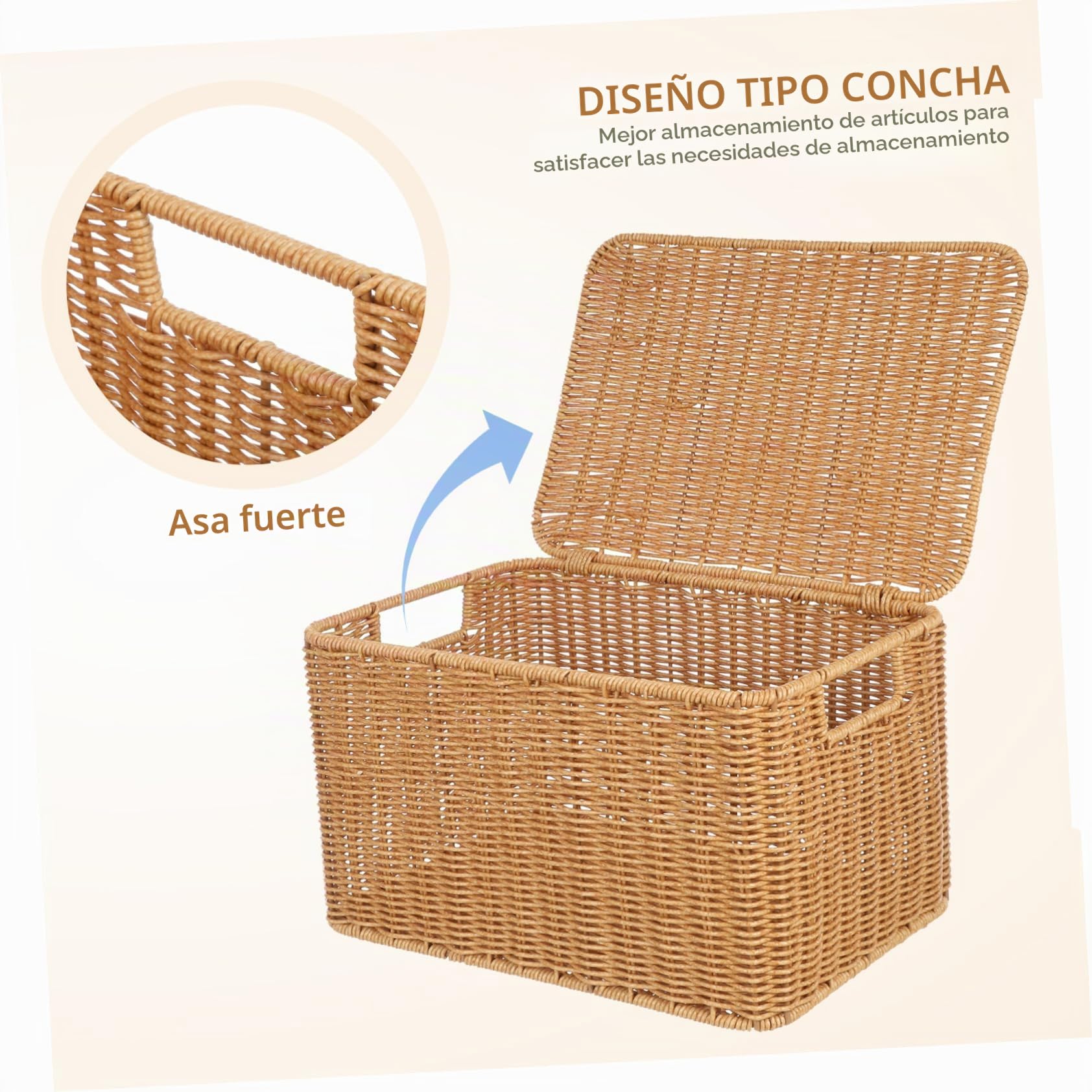 Alipis Caja De Almacenamiento Tejida Con Tapa Canasta Organizador De Ropa y Juguetes Diseño Ligero y Resistente Para Dormitorio Oficina y Cocina Mediano