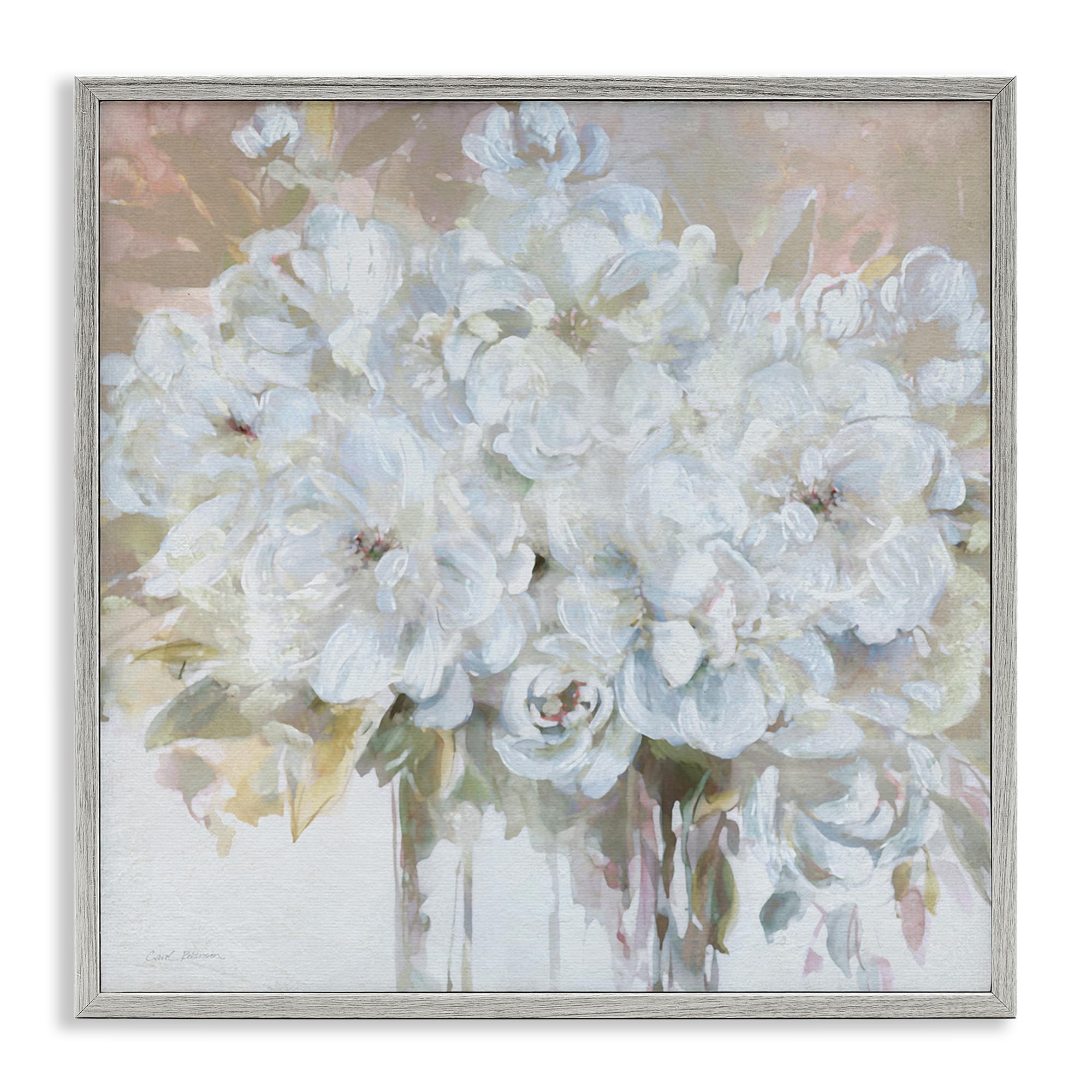 Stupell Industries Farmhouse Gray (Textured) Soft White Bouquet Serenity Floral, 17 X 17 Inch Framed Giclée Print