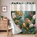 Woodland Flowers & Green Plants Shower Curtain with Snap in Liner, 71 x 78