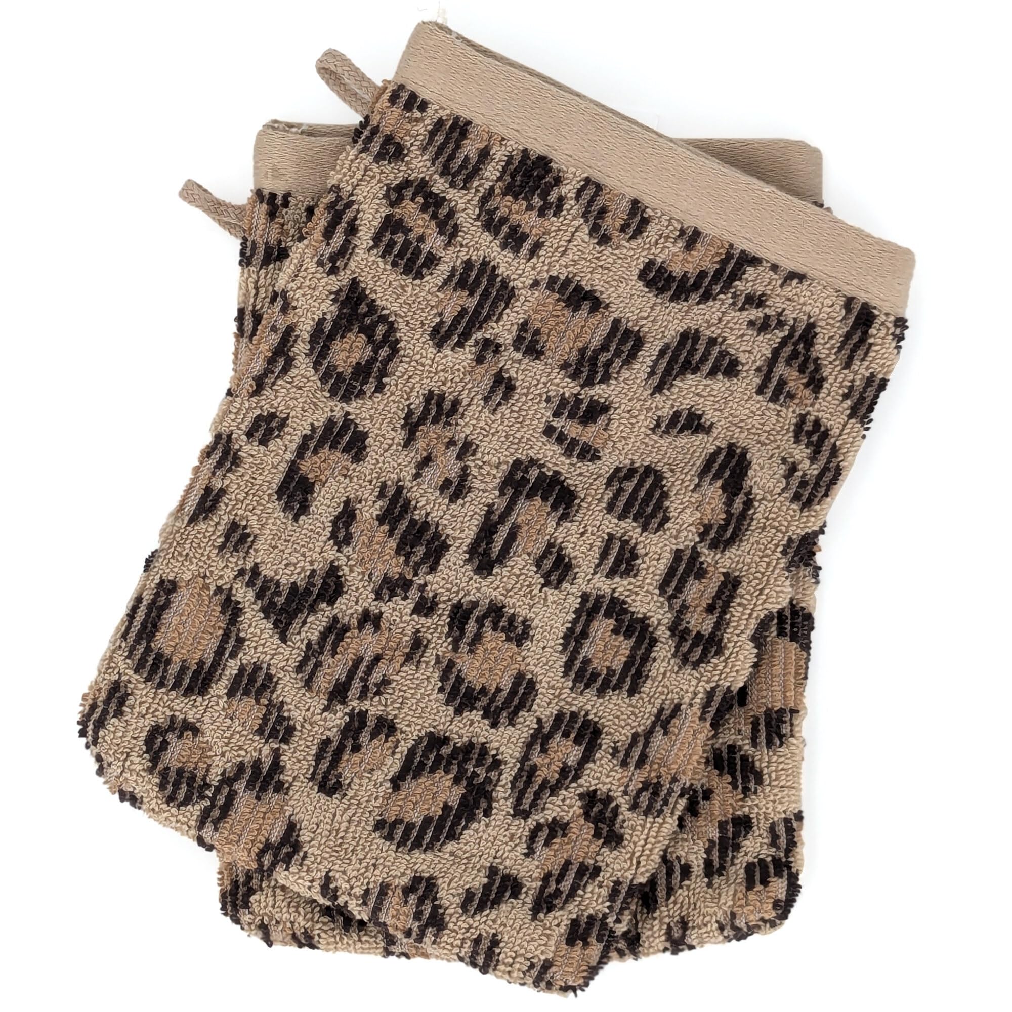 Lot De 2 Gants De Toilette Luxor - 16x21 Cm En Coton Peigné 600 G/m², Doux Et Absorbants, Couleur Taupe, Fabriqués Au Portugal