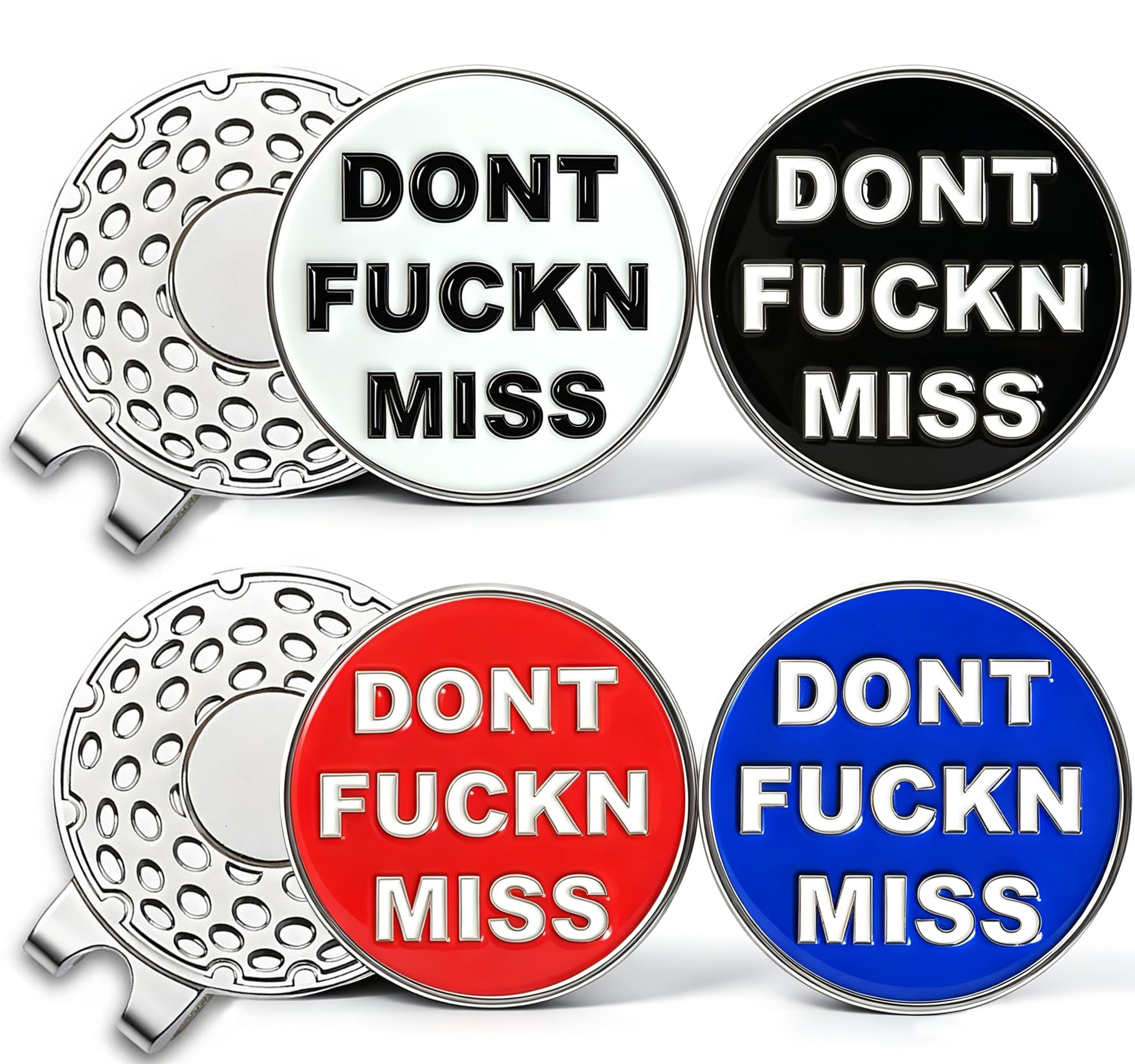 Adhere Golf ball Markers Soft Enamel golf ball markers with strong Magnetic Hat Clip, A Premium Golf Gifts for Golfer (DONT FUCKN MISS)