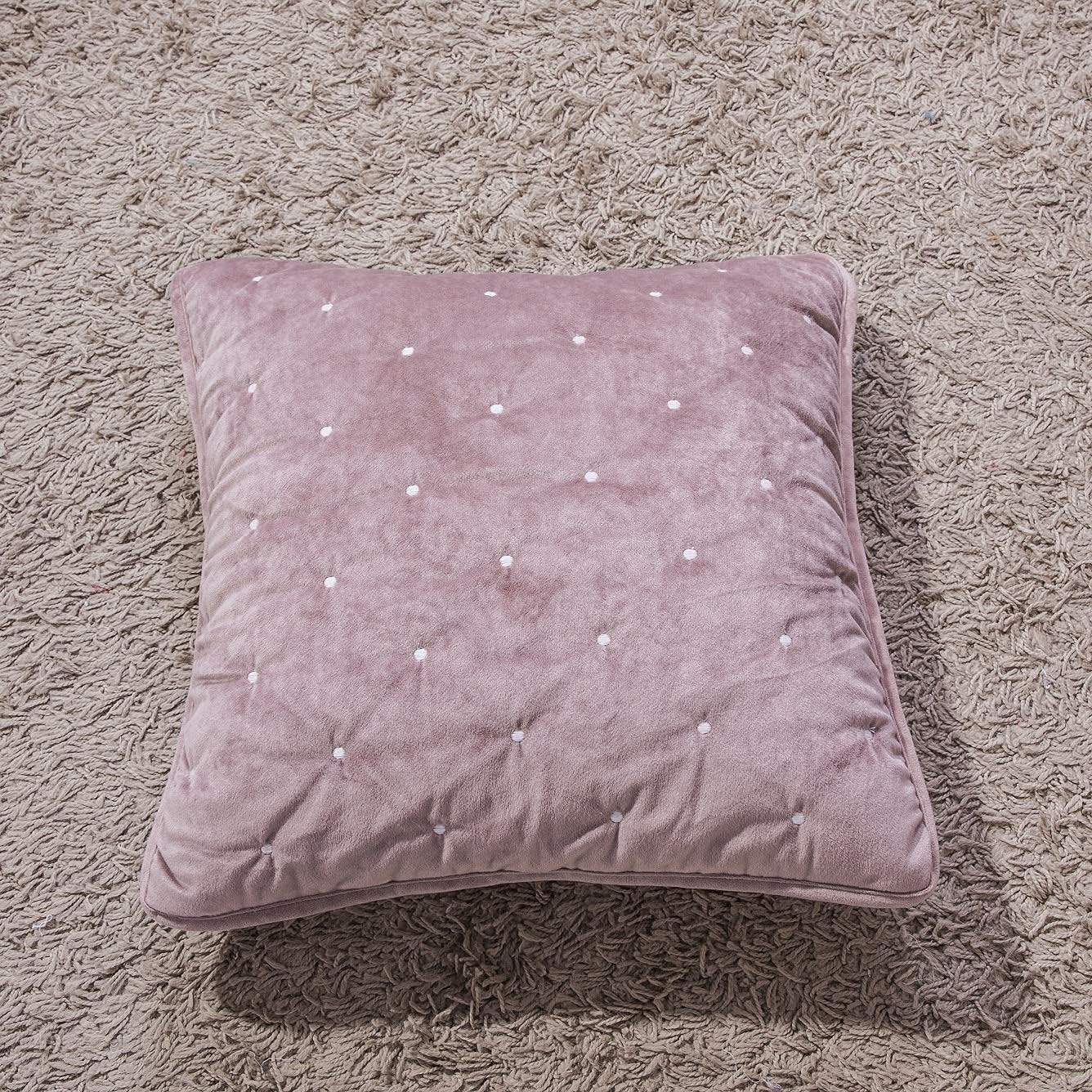 Tache Velvet Throw Pillow Cover Purple Mauve Velvety Dreams Luxury Velveteen Super Soft Plush Diamond Tufted Solid Cushion Covers 2 Piece Set, 18 x 18