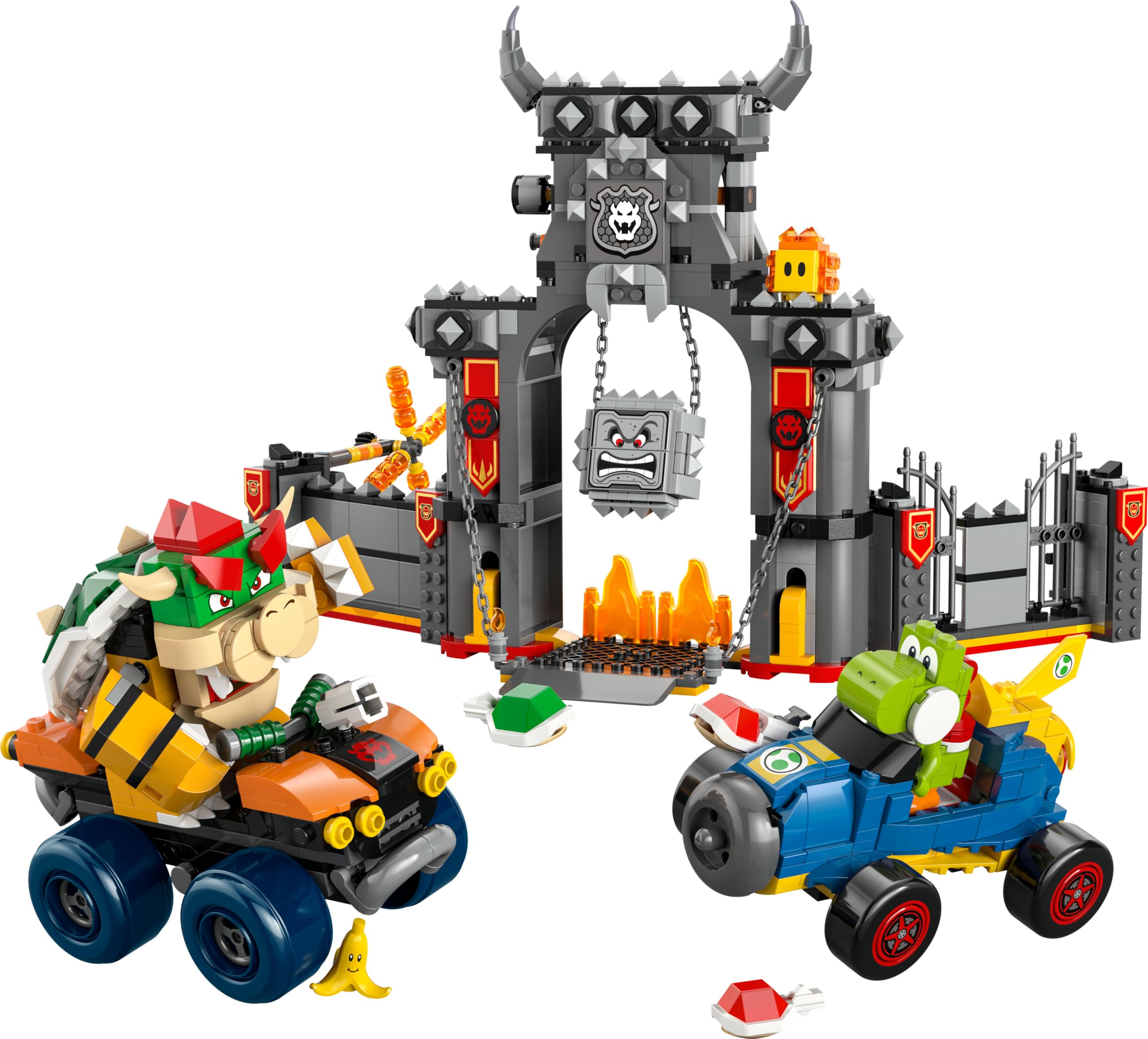 LEGO Super Mario: Mario Kart – Castello di Bowser Giocattolo - Set Interattivo con 2 Macchine e 4 Figure Incluso Yoshi - Regalo da Gaming per Bambini e Bambine da 9 Anni in su - 72039