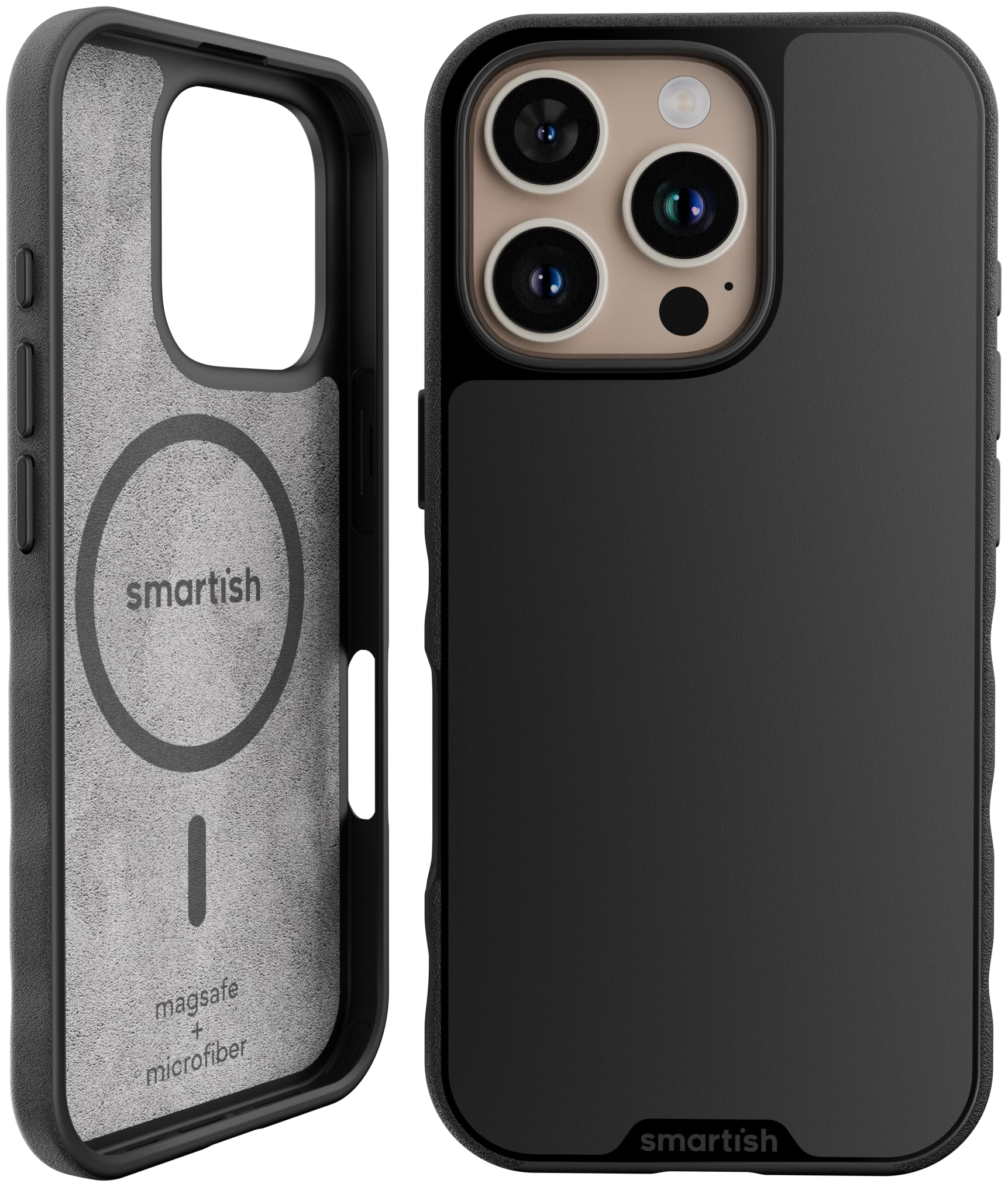 Smartish® iPhone 16 Pro Magnetic Case - Gripmunk Compatible with MagSafe [Lightweight + Protective] Slim & Thin Grip Cover with Microfiber Lining for Apple iPhone 16 Pro - Black Tie Affair